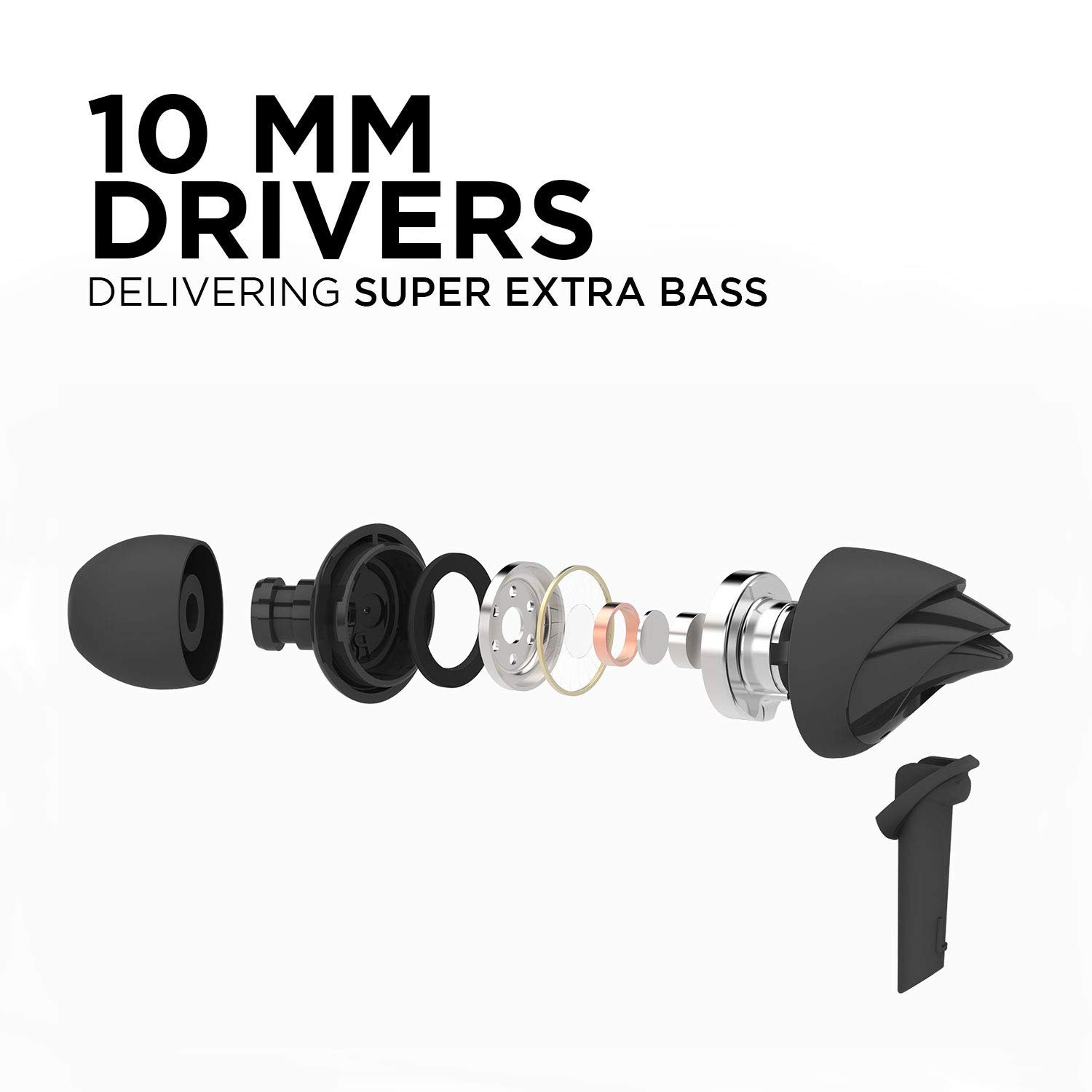 Boat BassHeads 100 in-Ear Headphones with Mic (Black) - Image 3