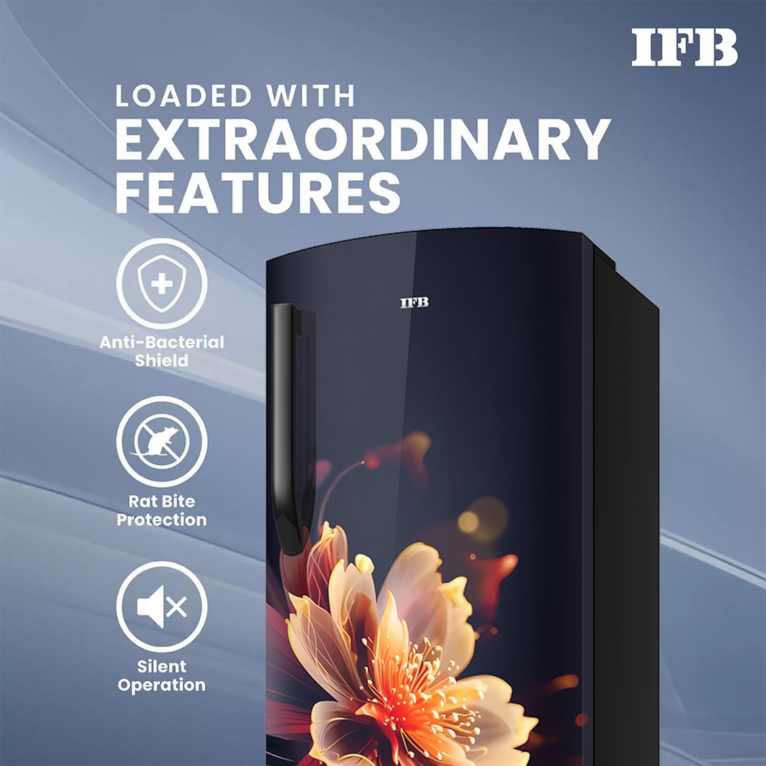IFB Smart Choice 197L 5 Star Direct-Cool Single Door Refrigerator with Advanced Inverter Compressor (IFBDC-2235DBMED,Mystic Bloosom Blue) Extraordinary Storage with Humidity Controller - Image 11