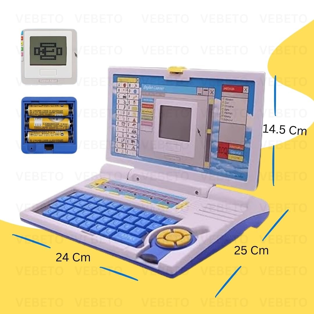 VEBETO Educational Laptop for Kids (1 Year Warranty) w/ Mouse Games 20 Fun Computer Activity Learning Toy for 2 3 4 5 Years Boys Girls Learn Letters Words Mathematics Music Logic Memory Tool, Blue - Image 5