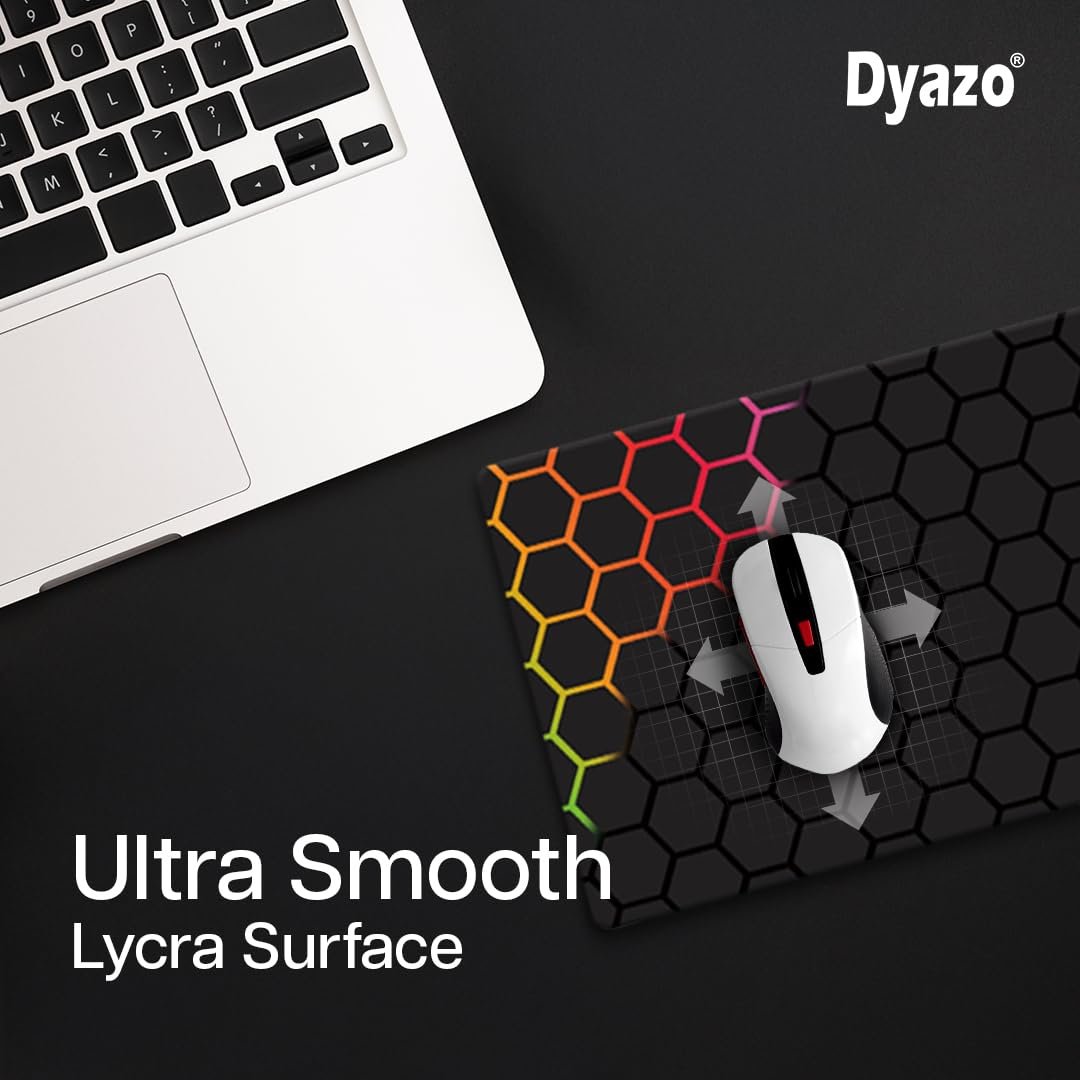 Dyazo Hexagonal Pattern Desk Mat | Water-Resistant Anti-Slip Desk Pad | Extended Gaming Mouse Pad with Rubber Stitched Edges (800mm x 300mm x 3mm) for Laptop & Computer – Black & Orange - Image 7