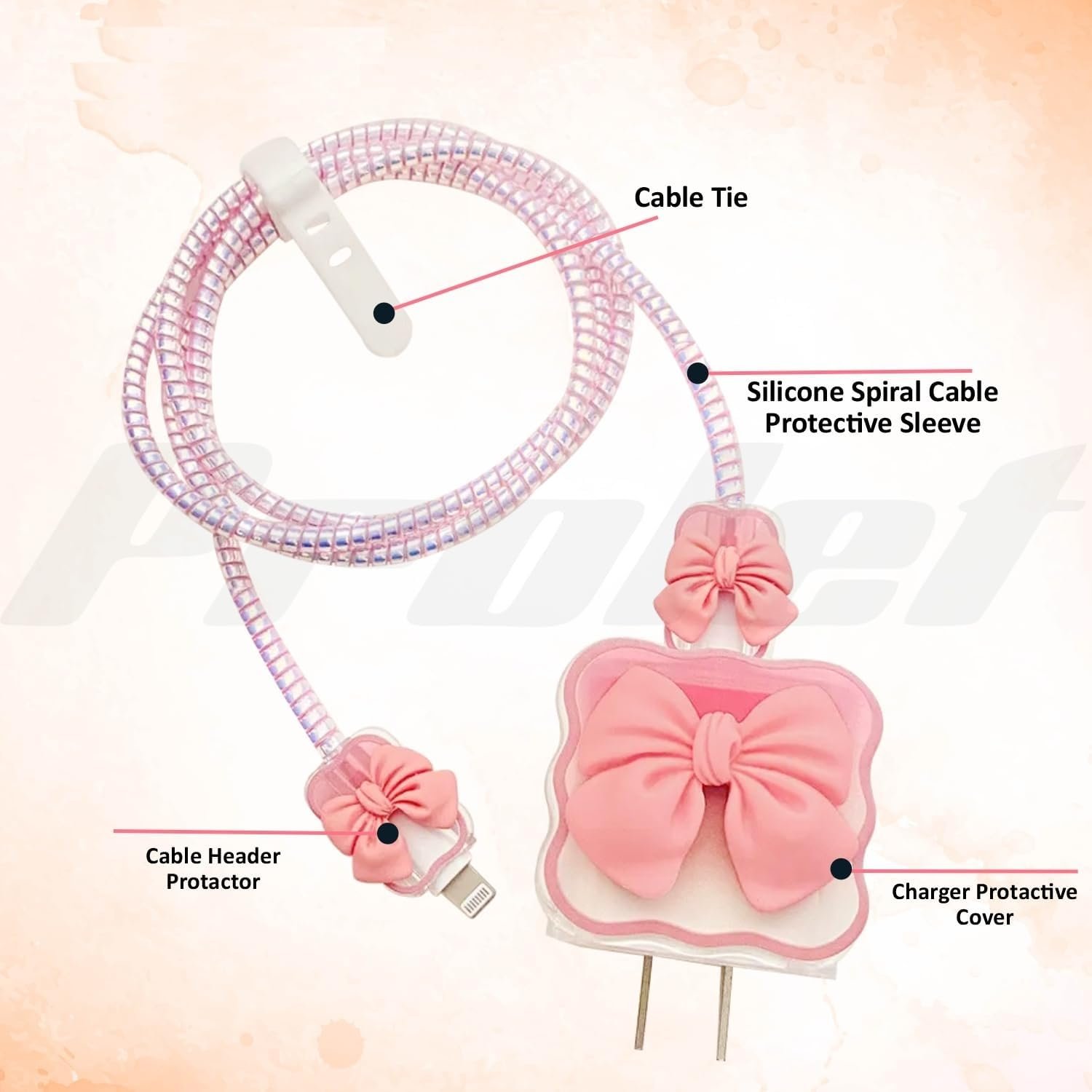 SKYCELL Charger Case Cover with Full Cable Protector 3D Cute Pattern Compatible for iPhone Charger Only 18W & 20W iPhone 16,iPhone 13,iPhone 15,iPhone 14 (Pink Bowl) - Image 5