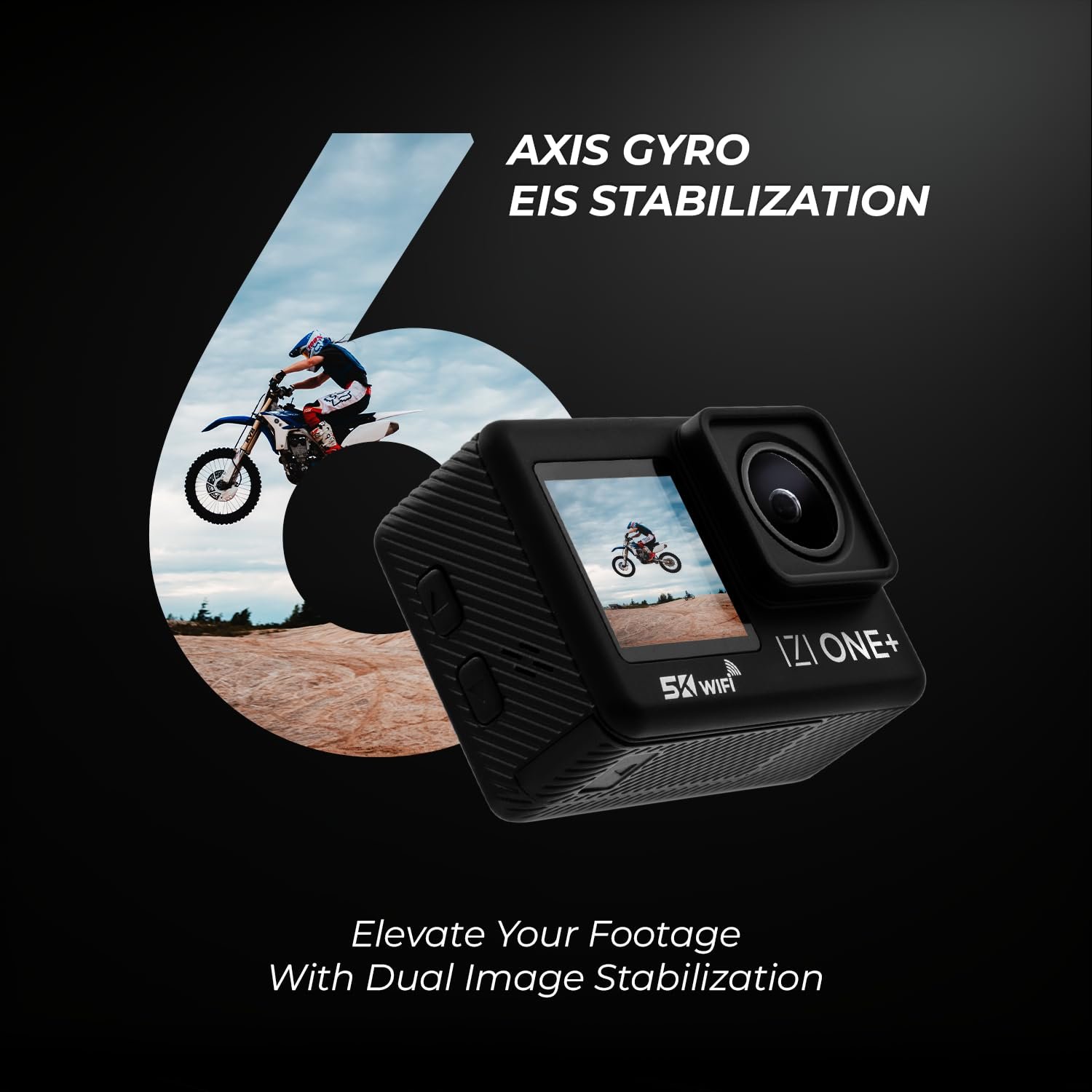 IZI ONE Plus 5K 48MP Action Camera - 6-Axis Gyro Stabilization, 110ft Waterproof, Vlogging, 170° FOV, WiFi, Dual Touch Screen Video Camera, 2X 1350mAh Batteries, Fast C-Type Charge HQ External Mic. - Image 5
