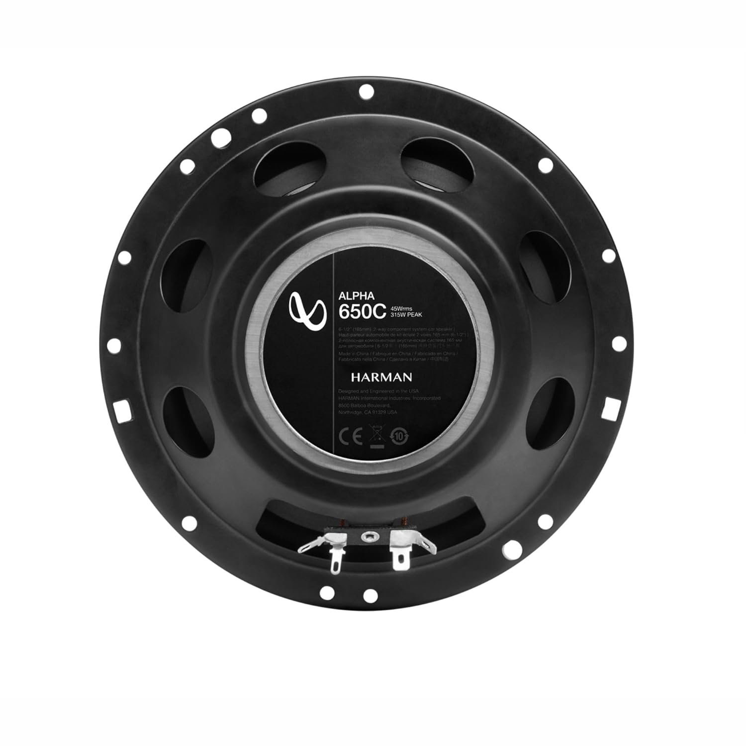 Infinity Car Component Speaker with Grille | Alpha 650C | Peak Power - 315W | RMS Power - 45W | Wired 6.5 Inch 2-Way Component Car Speaker (Black) - Image 4
