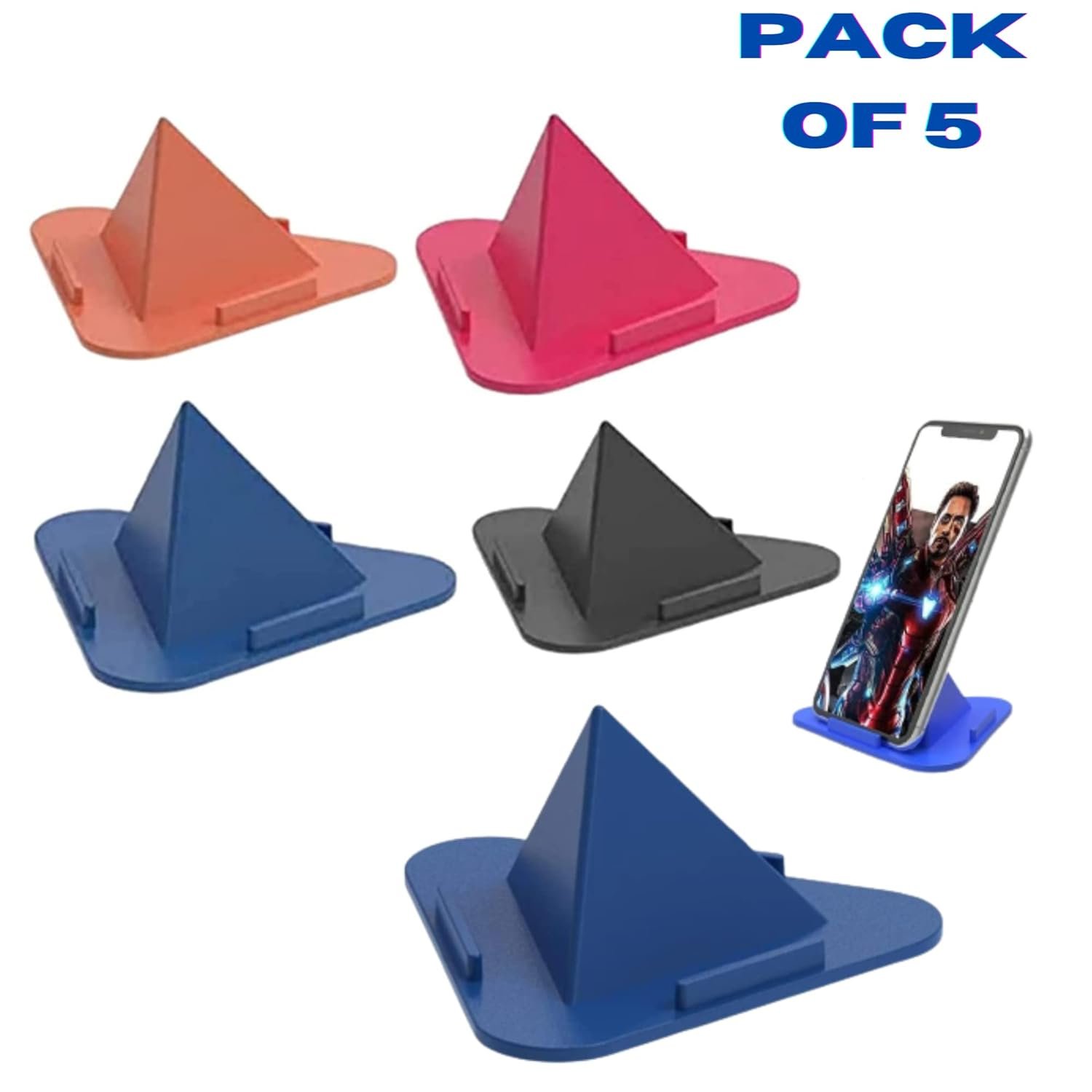 SKYCELL Portable Three-Sided Triangle Desktop Stand Mobile Paradise Universal Phone Pyramid Shape Holder Desktop Stand (Multi Color) (Pack of 5) Mobile Holder - Image 6