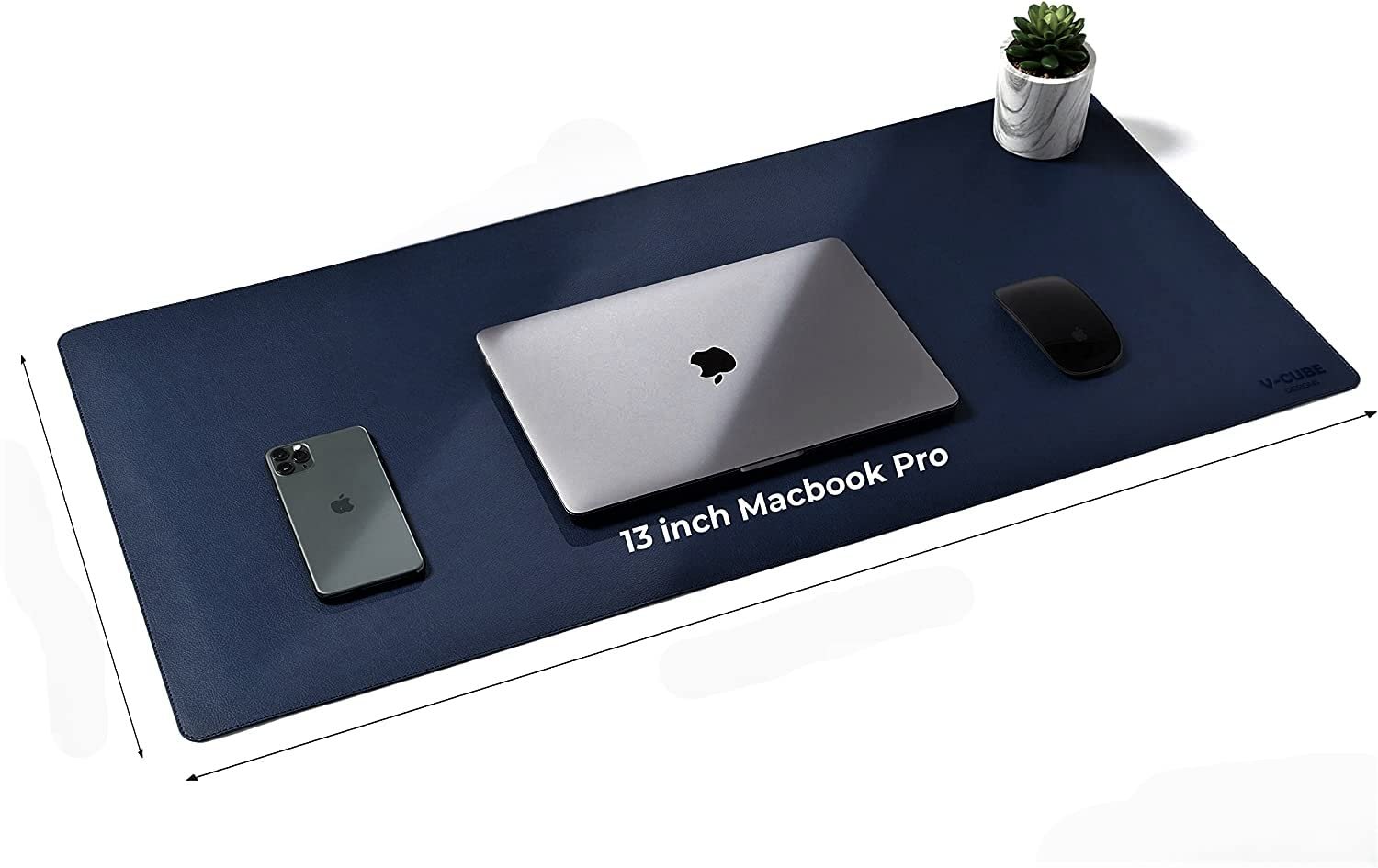 V-CUBE DESIGNS Premium Vegan Leather Desk Mat 90X45cm 2.4mm Thick&Padded|Laptop Mat/Extended Mouse Pad/Stitched, Reversible, Sturdy Deskspread with High Tear/Peel Strength|Anti-Slip,Splash-Proof|Blue - Image 3