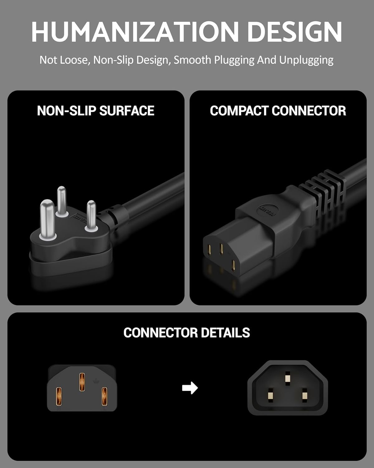 FEDUS 1 Meter Desktop PC Computer Power Cord, 2500 Watt IEC C13 Power Cable for Pc, 3 Pin Ac Wire Lead for SMPS Power Supply, Monitor, Printer, Electric Kettle, TV, All Gaming Computer - Image 6