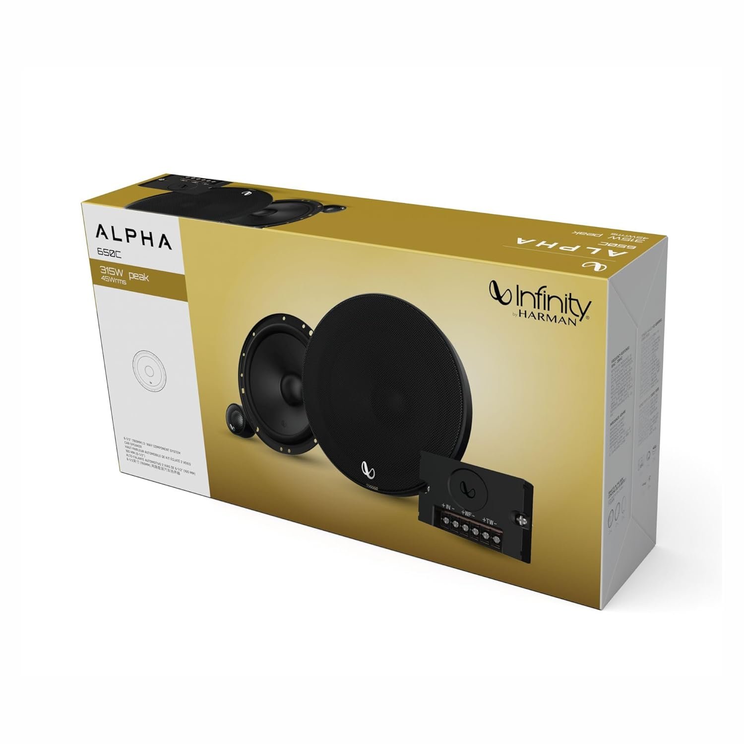 Infinity Car Component Speaker with Grille | Alpha 650C | Peak Power - 315W | RMS Power - 45W | Wired 6.5 Inch 2-Way Component Car Speaker (Black) - Image 12