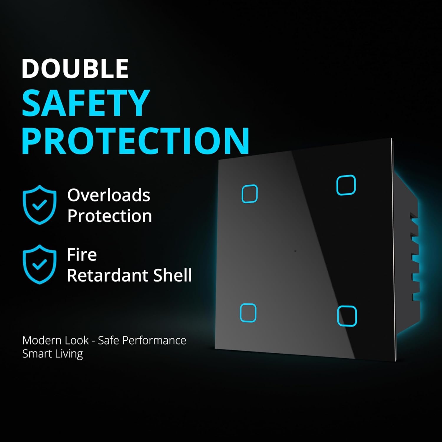 HomeMate® Wi-Fi Smart 4 Gang Touch Switch (Black, Pack of 1) | No Hub Required | Works with Amazon Alexa, Google Assistant & Siri - Image 5