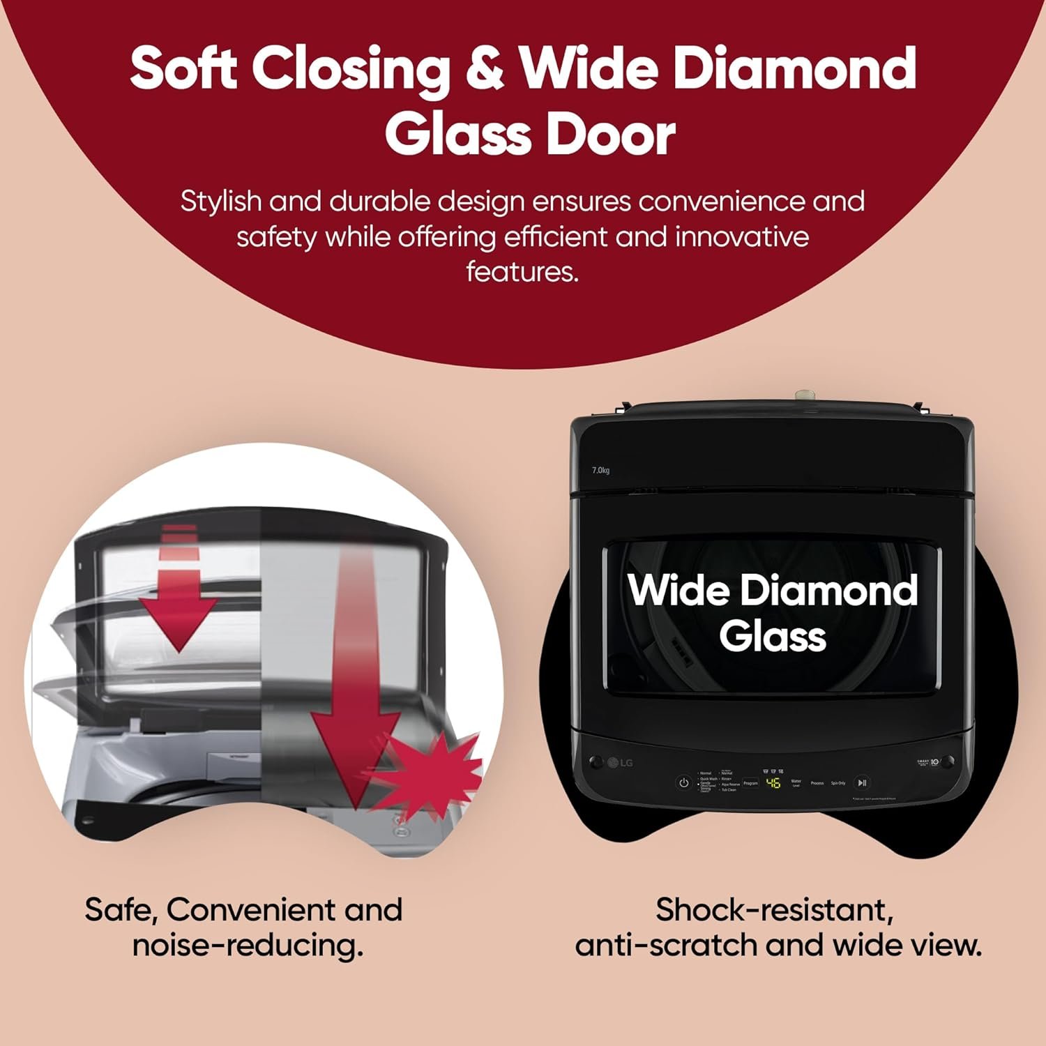 LG 7 Kg 5 Star Smart Inverter Technology Fully Automatic Top Load Washing Machine (T70VBMB1Z, Auto Prewash, Turbodrum, Stainless Steel drum, LED Display, Smart Diagnosis Middle Black) - Image 8