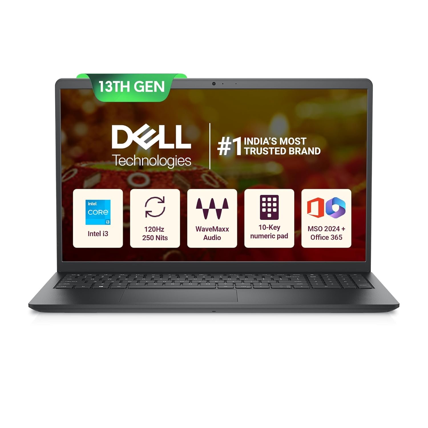 Dell Vostro, Intel Core i3 13th Gen - 1305U, 16GB DDR4 RAM, 512GB, FHD 15.6"/39.6 cm, Windows 11, Office H&S 2024, Carbon Grey, 1.66Kg, 120Hz 250 nits Narrow Border Display, Intel UHD Graphics Laptop - Image 2