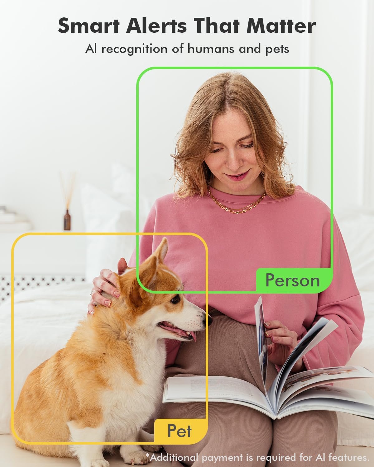 Dzees Indoor Security Camera Pet Camera No Subscription, 2K 360° WiFi Cameras, Wired Dog Pet Cameras with Phone App, MagicPix Night Vision, Calls, 2-Way Audio, 24/7, Motion Tracking, Privacy, 2.4Ghz - Image 8