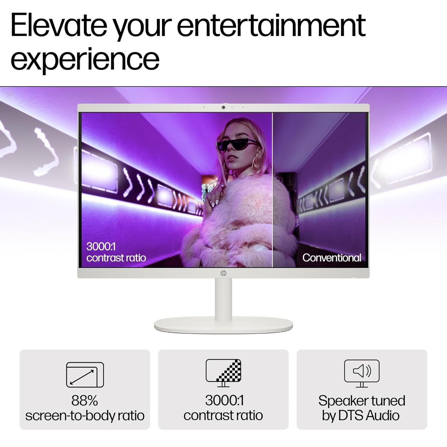 HP All-in-One Desktop Intel® Core™ i3-N300,21.5 inch(54.5cm),FHD,Anti-Glare,8 GB DDR5, 512GB SSD,White Wireless Keyboard and Mouse Combo,White, Windows 11, 4.17kg,22-dg0786in - Image 4