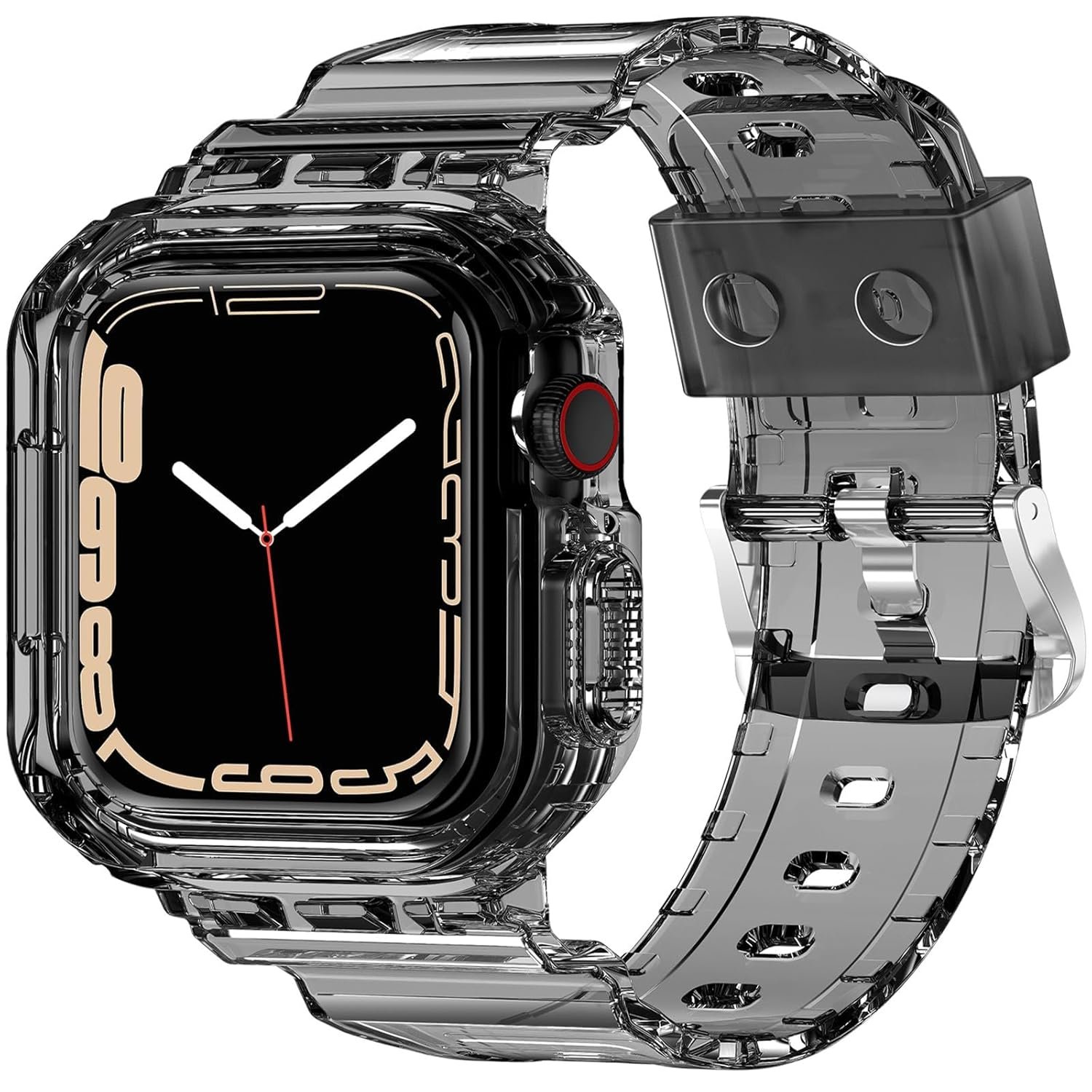 VEMIGON Transparent Watch Band with Tough Protective Case for Apple Watch Straps 46mm 45mm 44mm 42mm 41mm 40mm 38mm, Sport Bands with Bumper Cover for iWatch Series 11 10 9 8 7 6 5 4 3 2 1 SE2 SE - Image 2