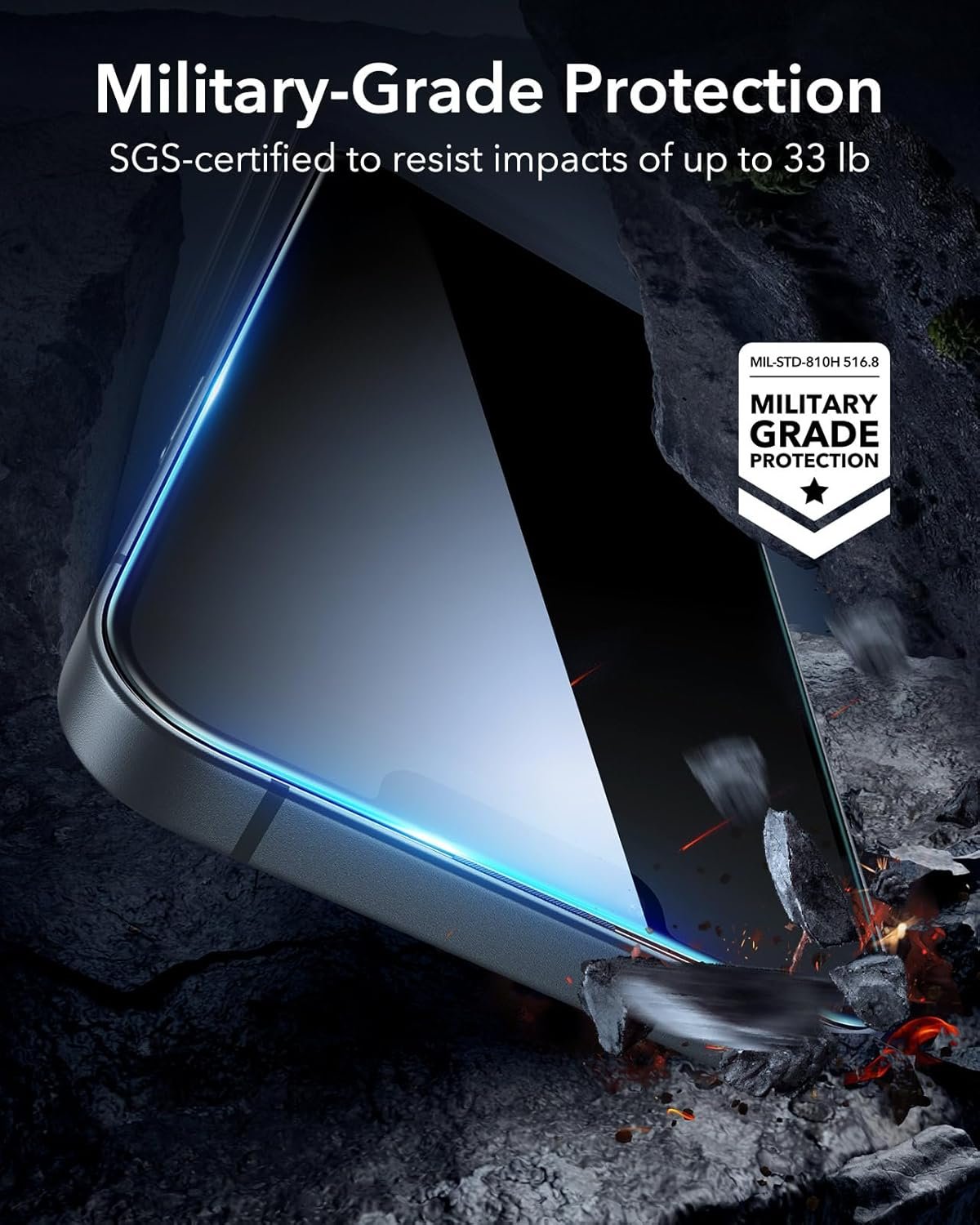 ESR 3 Pack for iPhone 16e/ iPhone 13/ iPhone 14/ iPhone 13 Pro Tempered Glass, 9H Hardness, Military Grade, Screen Guard Film with Easy Installation Tool, Scratch Resistant Screen Protector - Image 4