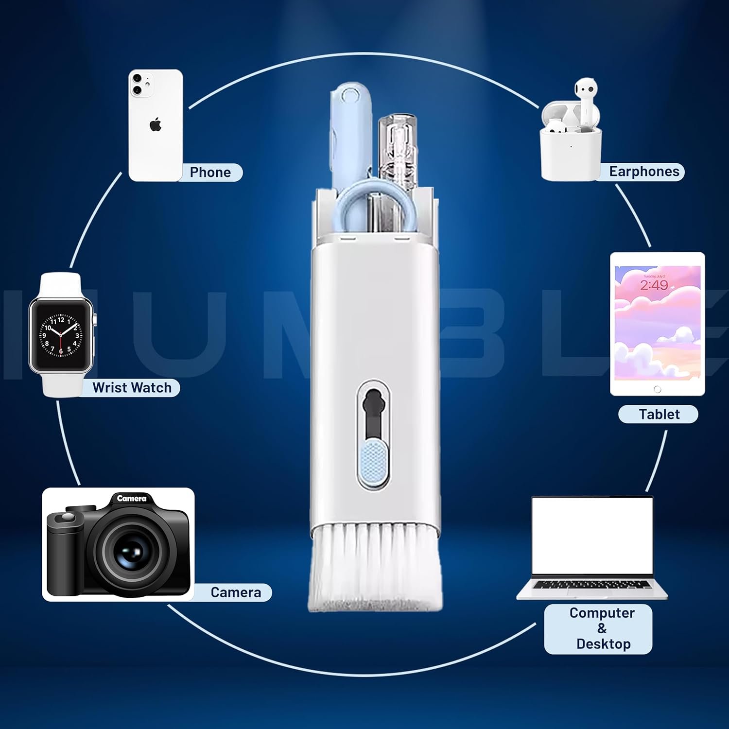 HUMBLE 7-in-1 Multifunctional Electronic Cleaner Kit | Keyboard Cleaner Kit | Cleaning Kit for Airpods & Laptop | Screen Dust Brush | Soft Swipe Airpods Cleaner Pen | Key Puller & Empty Spray Bottle - Image 3