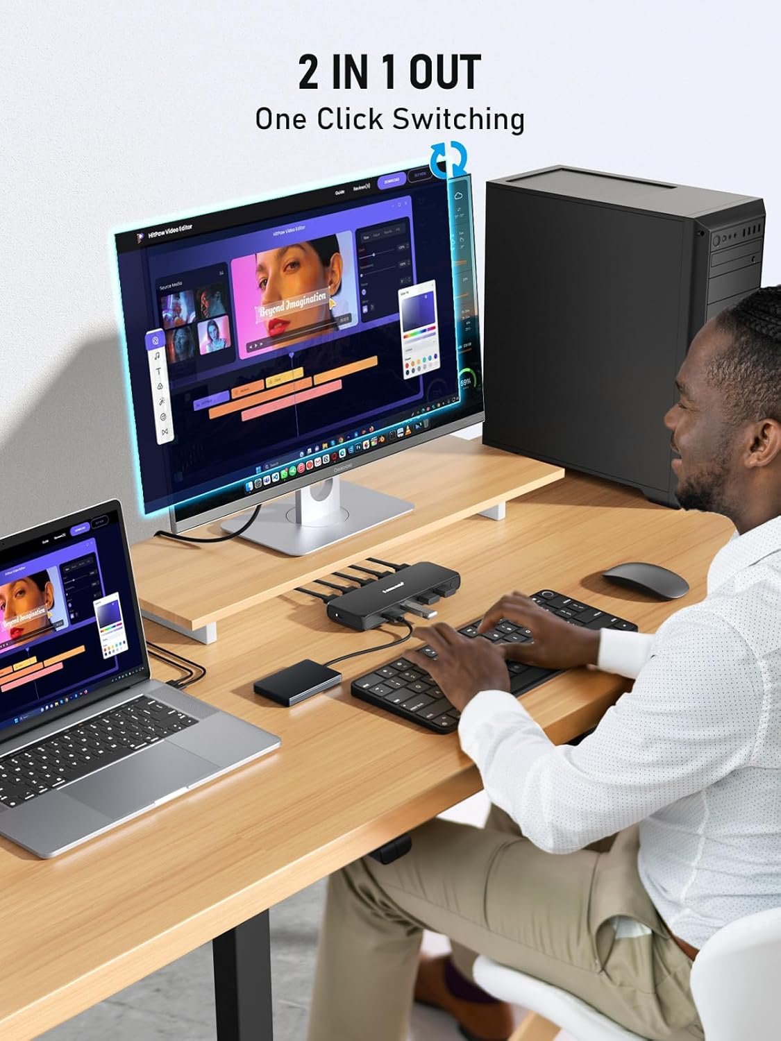 Lemorele HDMI KVM 4 way Switch, 4K@30Hz HDMI USB Switch for 1 Monitor 2 Computers, USB 3.0 KVM Switches Sharing Keyboard, Video and Mouse - Image 4