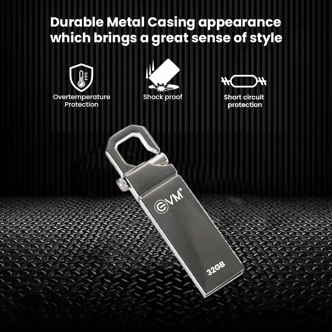 EVM EnStore 32GB Metal USB 2.0 Flash Drive - High Read Speeds up to 15MB/s & Write Speeds up to 8MB/s - Durable Metal Casing - Ideal for Data Transfer & Storage - (EVMPD/32GB) - Image 5