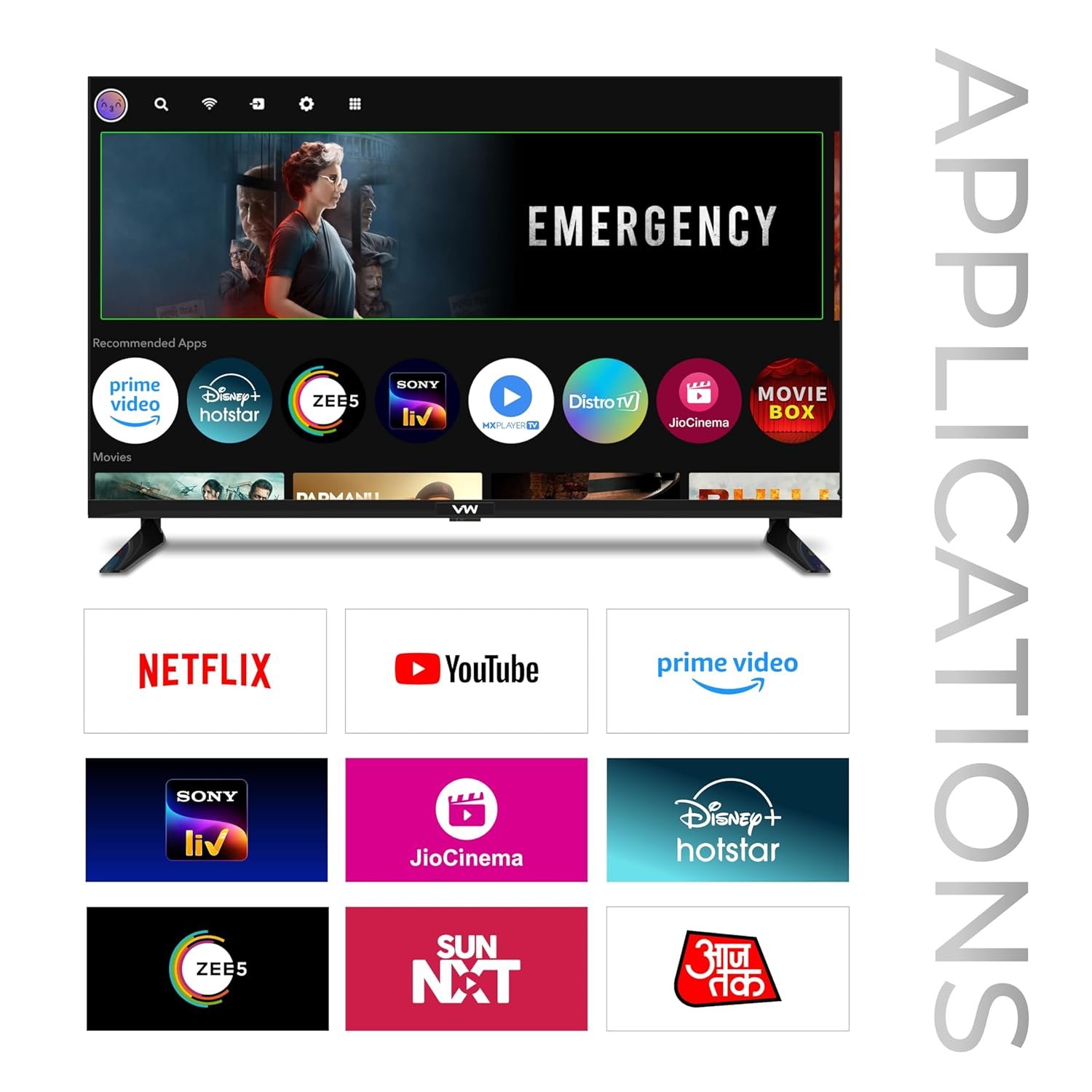 VW 80 cm (32 inches) Playwall Frameless Series HD Ready Android Smart LED TV VW32F5 - Image 4