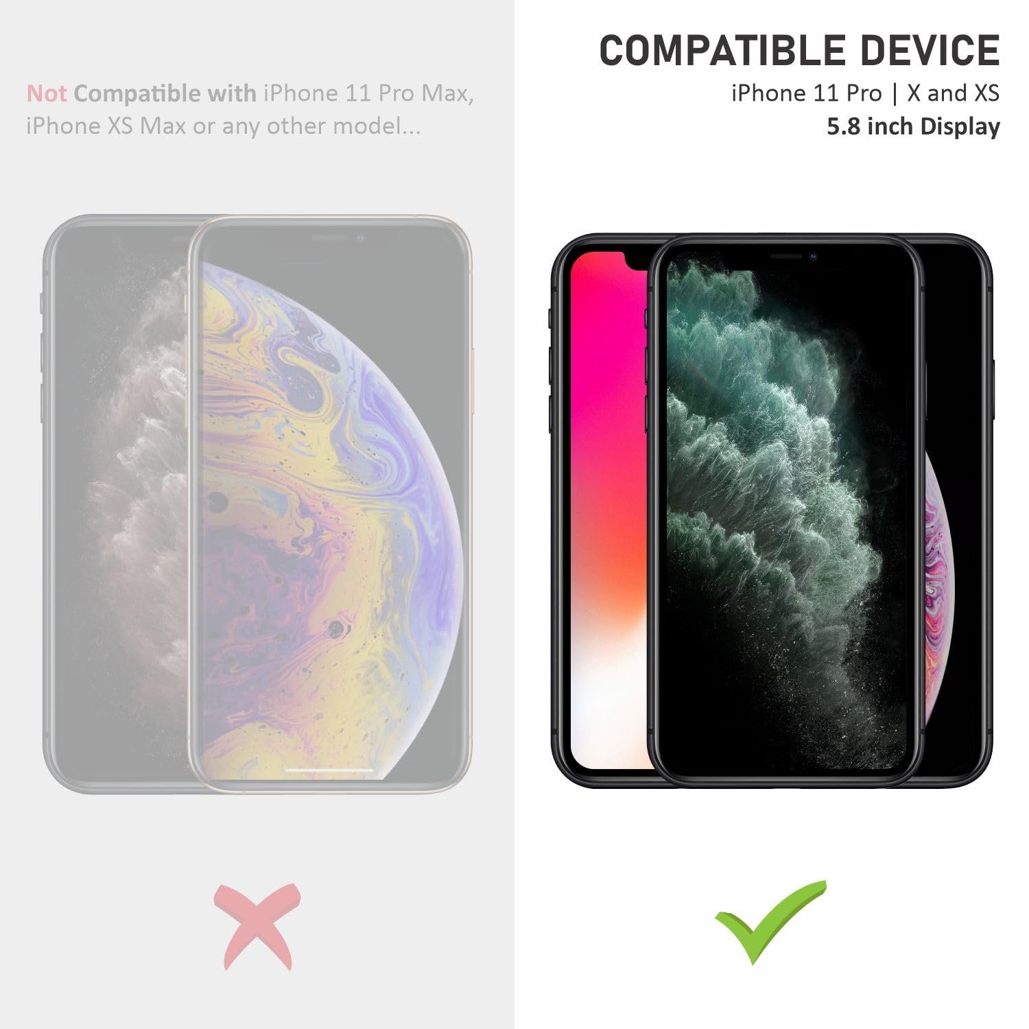 SupCares Military-Grade Gorilla Tempered Glass Screen Protector For iPhone 11 Pro, iPhone X and Xs (5.8 Inch) With Installation Kit | Edge-To-Edge Protector Coverage | Black - Image 3