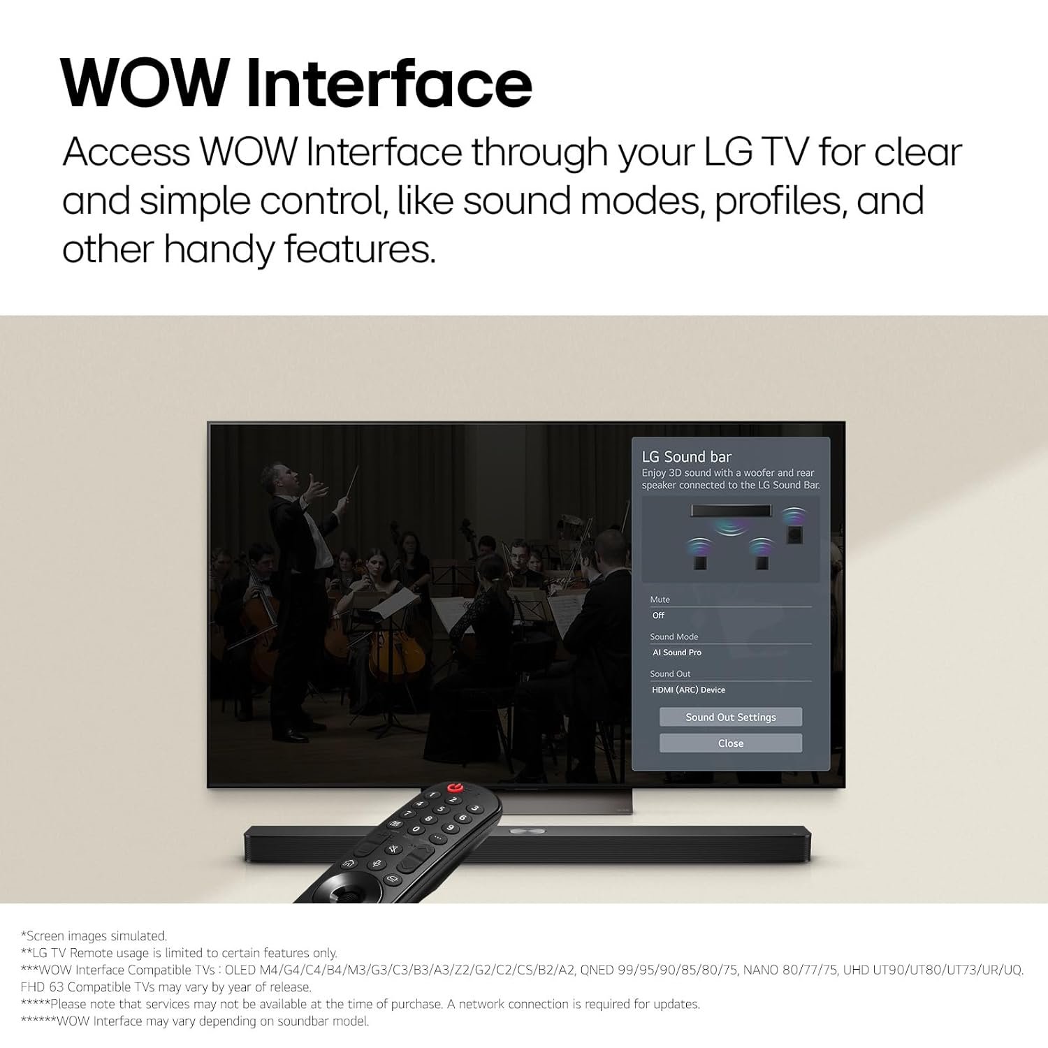 LG Soundbar S65TR, 600W, 5.1 Ch Home Theater Soundbar with Dolby Digital & DTS Digital Surround, AI Sound Pro, Wow Interface, Wireless Subwoofer & New Wireless Rear Speaker Without Receiver Box - Image 3