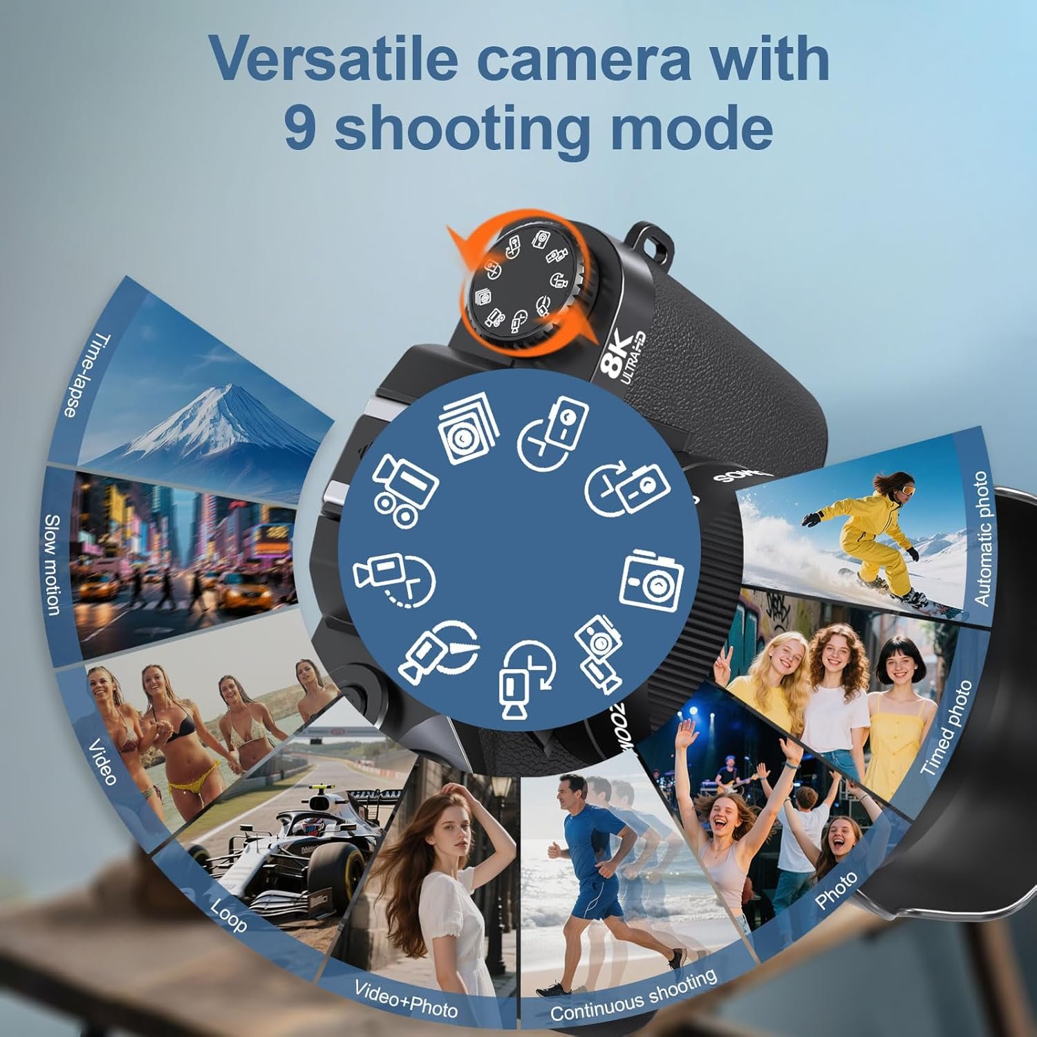 8K Digital Cameras for Photography, WiFi 64MP Vlogging Camera for YouTube, 4" Touch Screen Professional Camera with Dual Lens, Auto Focu, 16X Digital Zoom, 3000mAh Batteries, 32GB Card, Black - Image 8