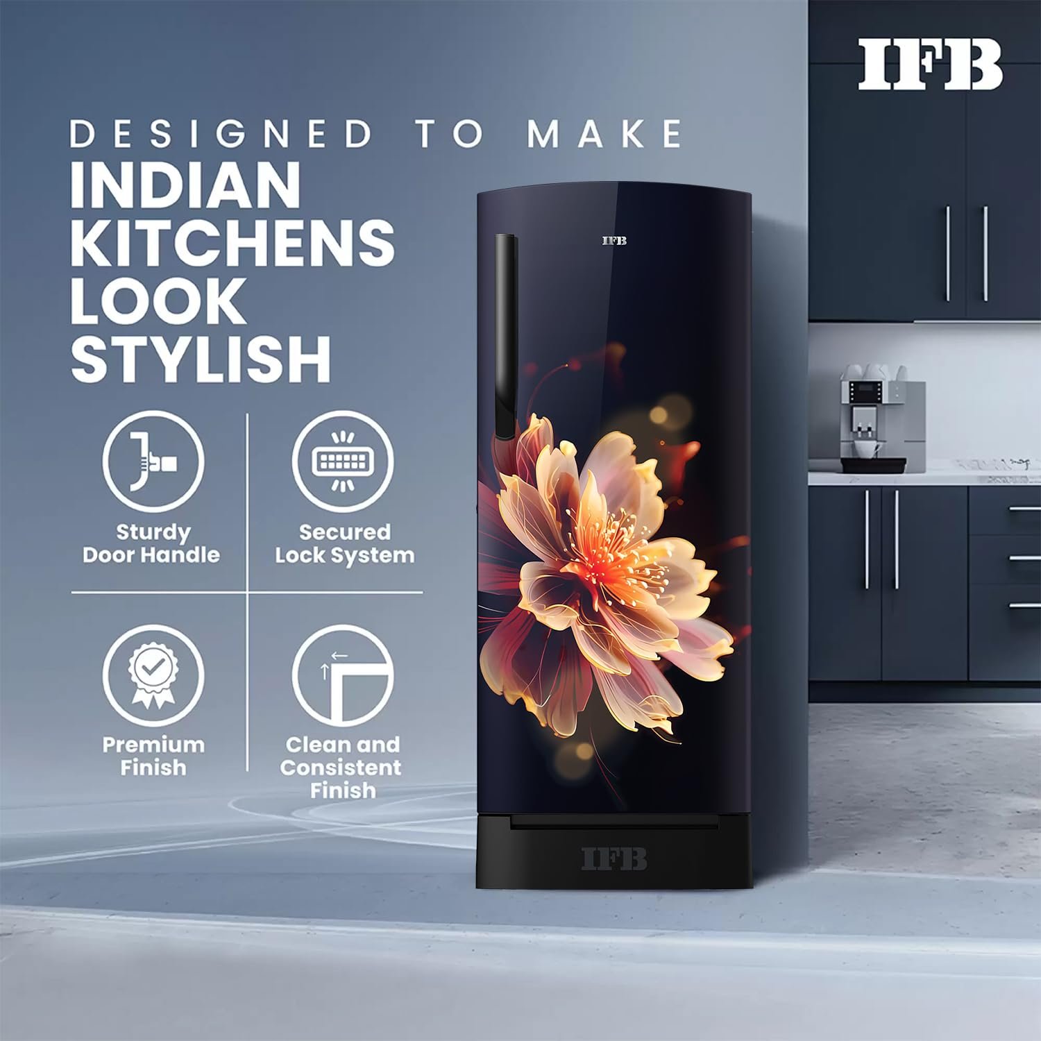 IFB Smart Choice 197L 5 Star Direct-Cool Single Door Refrigerator with Advanced Inverter Compressor (IFBDC-2235DBMED,Mystic Bloosom Blue) Extraordinary Storage with Humidity Controller - Image 13