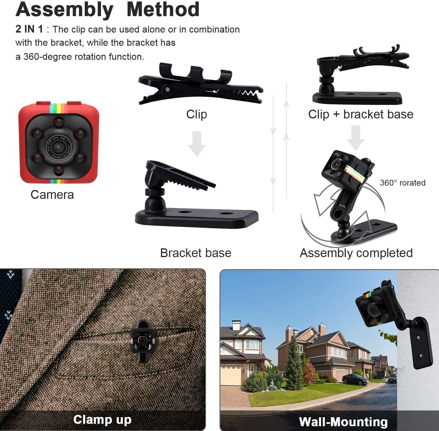 TECHNOVIEW 1080P Mini Spy Camera with Low Light Vision, Vidio Audio Recording, for Home Indoor Outdoor Security (Red) - Image 4