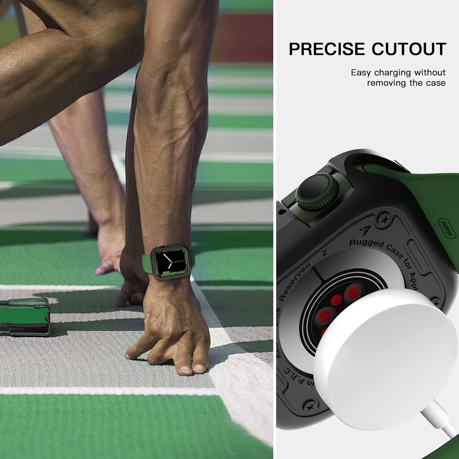 VEMIGON Tough Armour Cover Case Compatible with Apple Watch Series 9 8 7 45mm, Series 6 5 4 SE SE2 44mm with Full Protection Military Grade, Flexible Shockproof Resist Bumper - (45/44mm Black) - Image 7