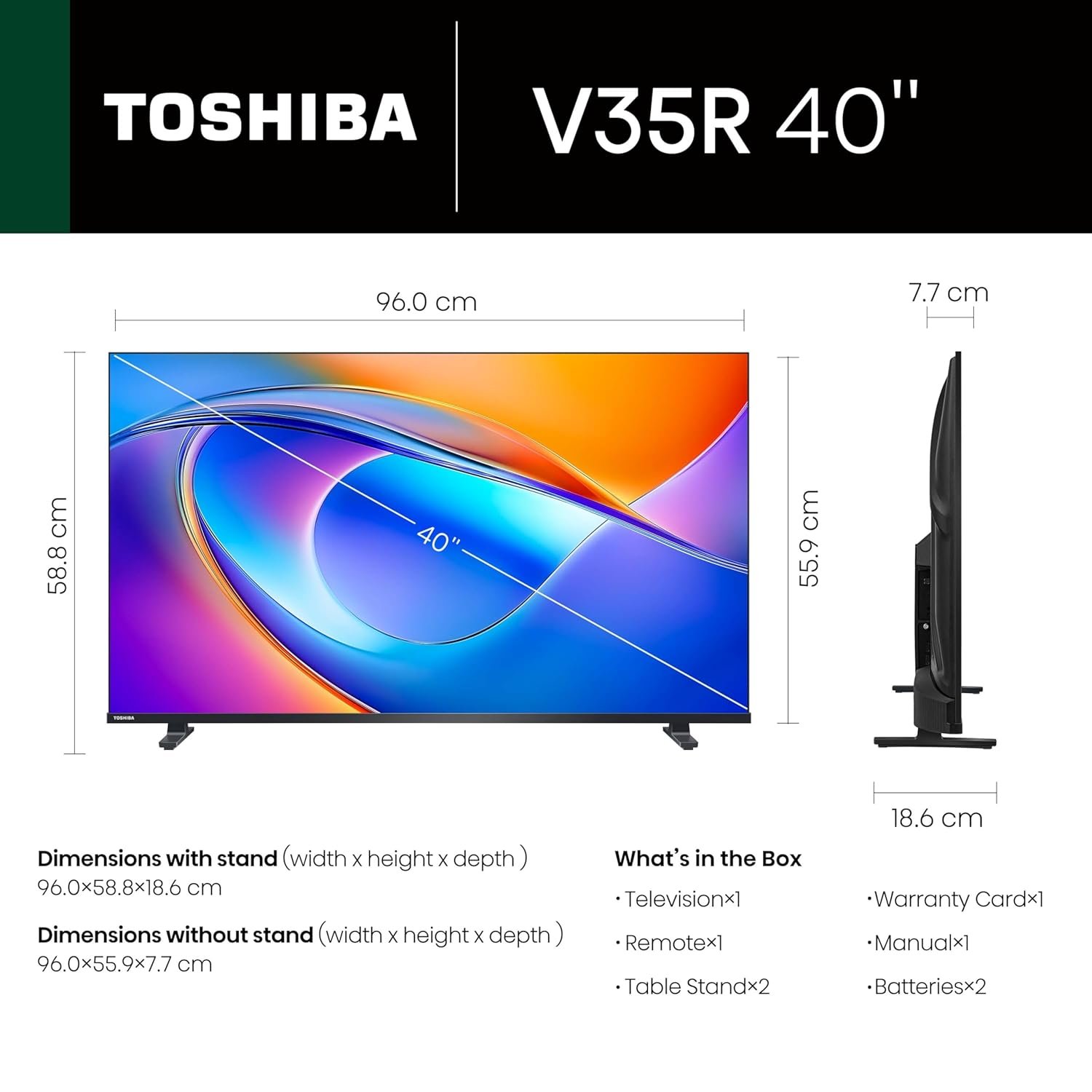 TOSHIBA 100 cm (40 inches) V Series HD Ready Smart LED TV 40V35RP (Black) - Image 7