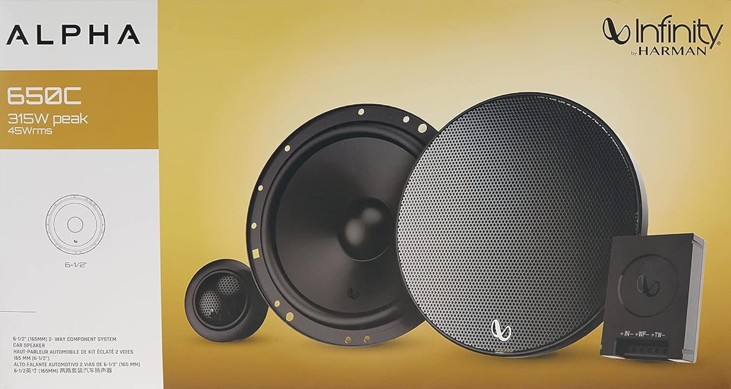 Infinity Car Component Speaker with Grille | Alpha 650C | Peak Power - 315W | RMS Power - 45W | Wired 6.5 Inch 2-Way Component Car Speaker (Black) - Image 7