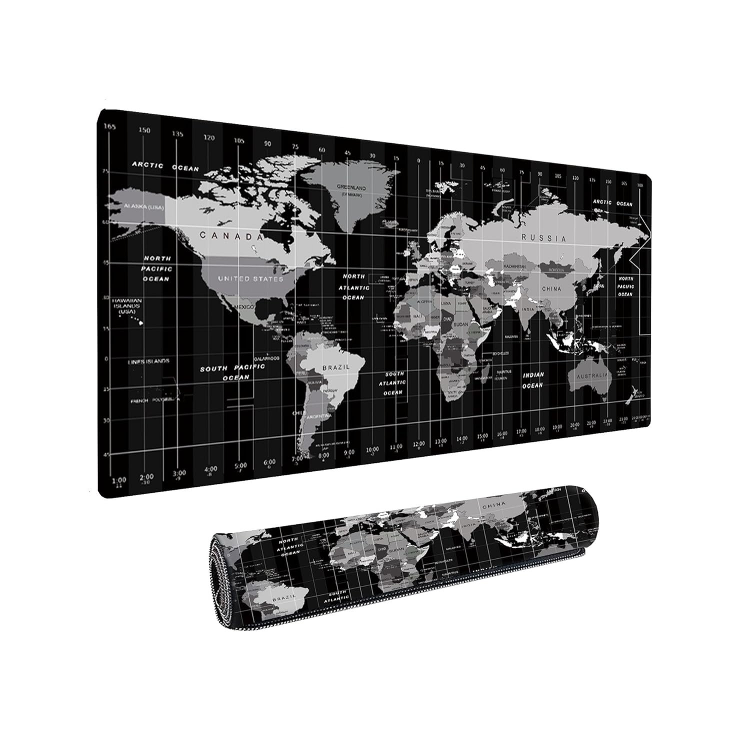 Dyazo Large World Map Anti-Slip Extended Desk Mat| Mouse Pad | Water Resistant Mat for Laptop| Computer Size 800 x 300 x 3 mm (Black No Logo) - Image 2