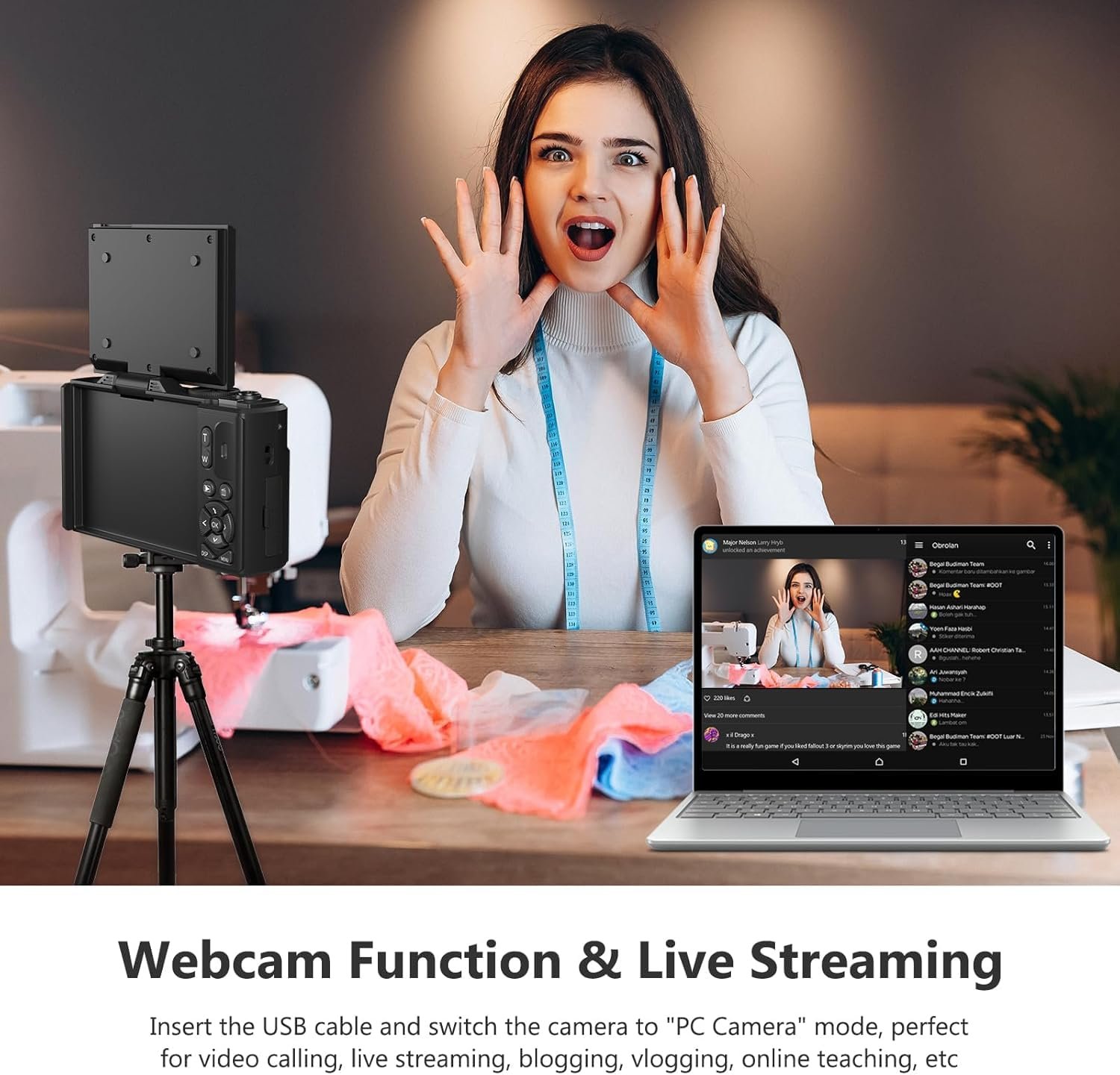 LEQTRONIQ 4K UHD 64MP Digital Camera with 3 Inch 180° Rotation Flip Screen, 18X Digital Zoom, Autofocus, Self Timer; Compact Camera for Photography, Webcam, YouTube Vlogging (Black) - Image 5