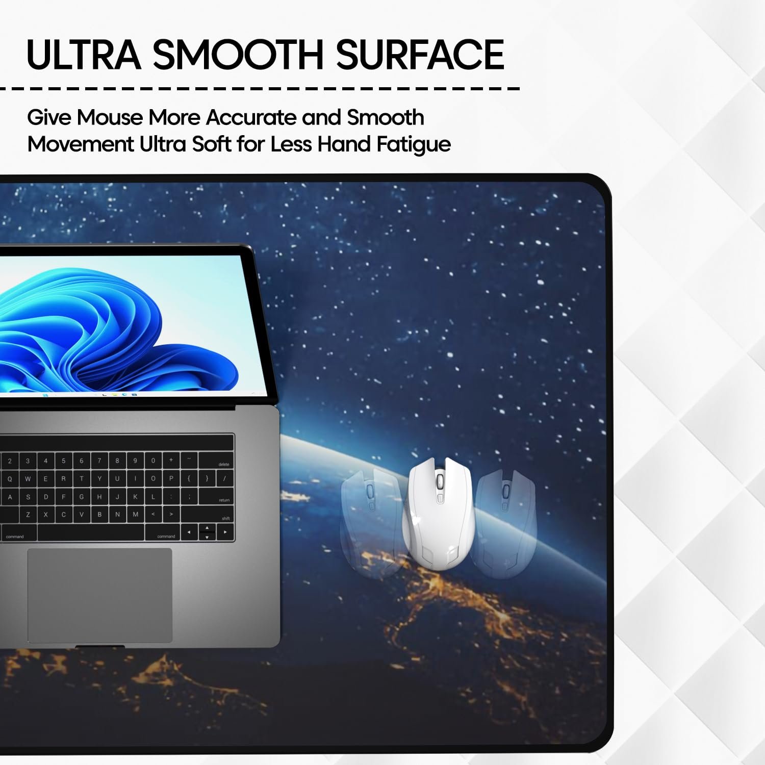 Sounce Large Extended Earth Design Desk Mat for Laptop Keyboard and Mouse Use Water Resistant Anti Slip Surface Non Logo Mouse Pad 800 x 300 mm Ideal for Office Home and Gaming Setup in Black - Image 3