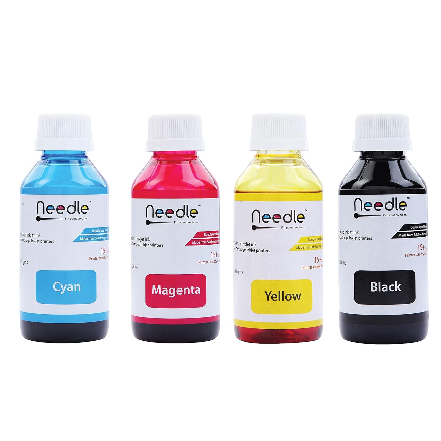 Needle Cartridge Inkjet Ink Refill | Made in India | 4x100 GMS (CMYK Combo) | Compatible with Inkjet Printers | Easy Ink Refilling Solution - Image 2
