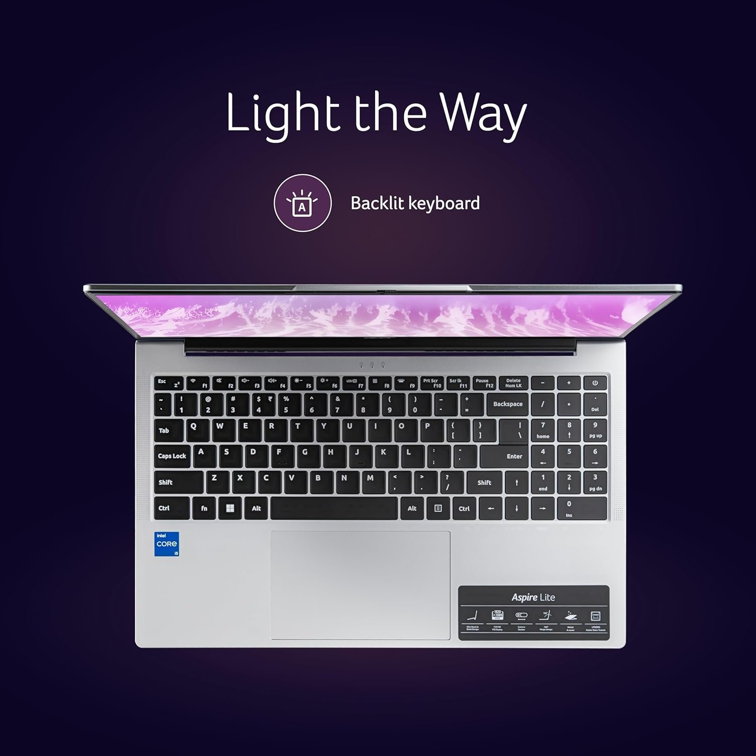 Acer[SmartChoice Aspire Lite 12thGen Intel Core i5-12450H Premium Laptop(Win11Home/16GB RAM/512GB SSD/IntelUHD Graphics/MSO)AL15-52H, 39.62cm(15.6") FHD IPS Display,Backlit Keyboard,Pure Silver, 1.7KG - Image 9