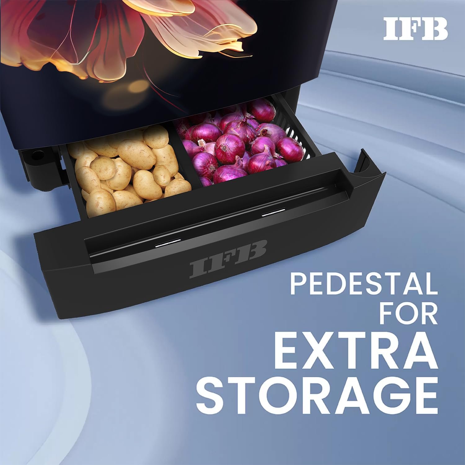 IFB Smart Choice 197L 5 Star Direct-Cool Single Door Refrigerator with Advanced Inverter Compressor (IFBDC-2235DBMED,Mystic Bloosom Blue) Extraordinary Storage with Humidity Controller - Image 6