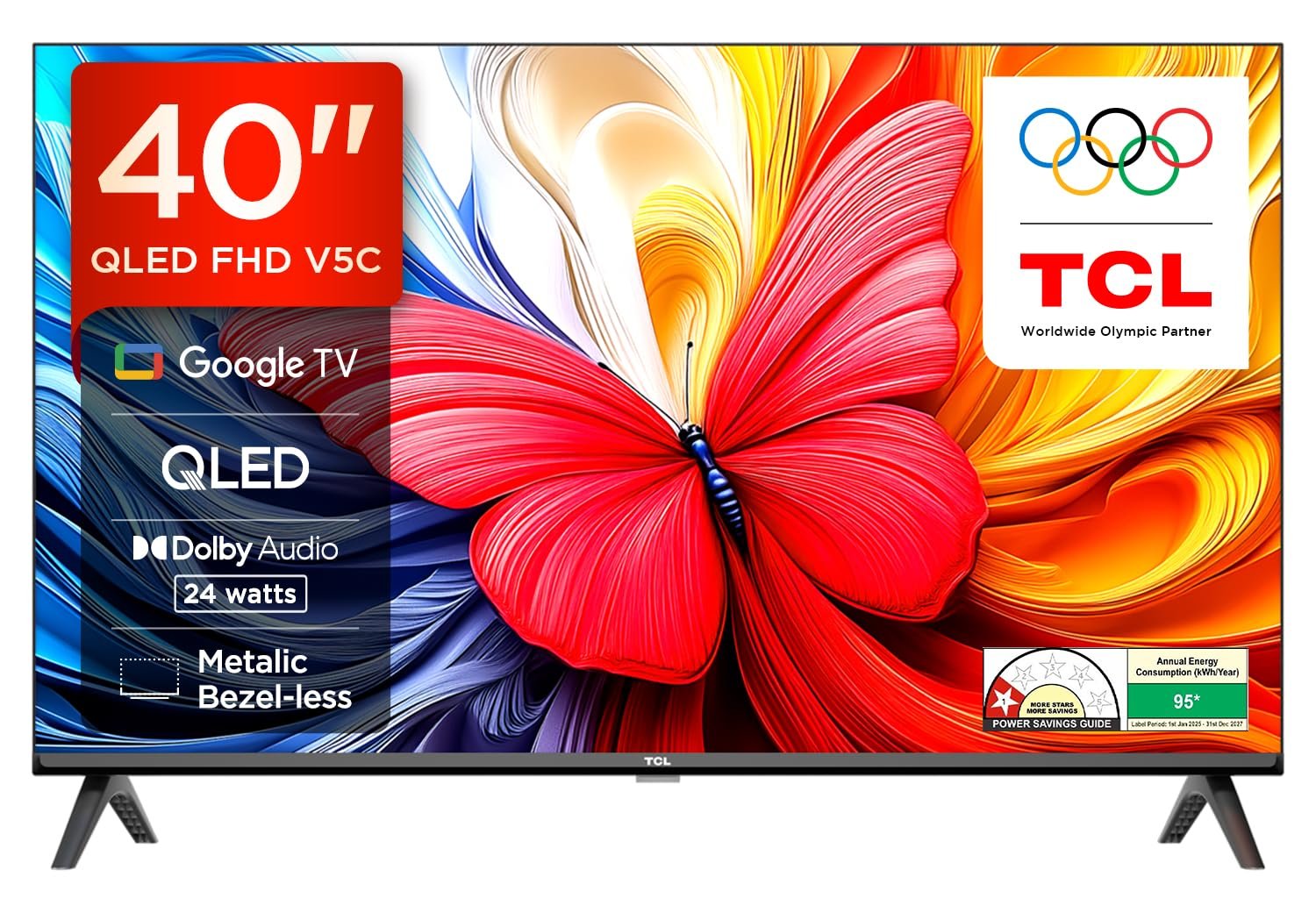 TCL 101 cms (40 inches) V5C Series Full HD Smart QLED TV Google TV 40V5C - Image 2