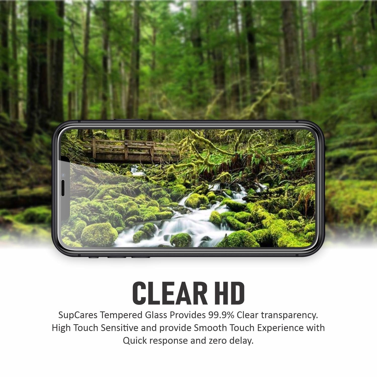 SupCares Military-Grade Gorilla Tempered Glass Screen Protector For iPhone 11 Pro, iPhone X and Xs (5.8 Inch) With Installation Kit | Edge-To-Edge Protector Coverage | Black - Image 4