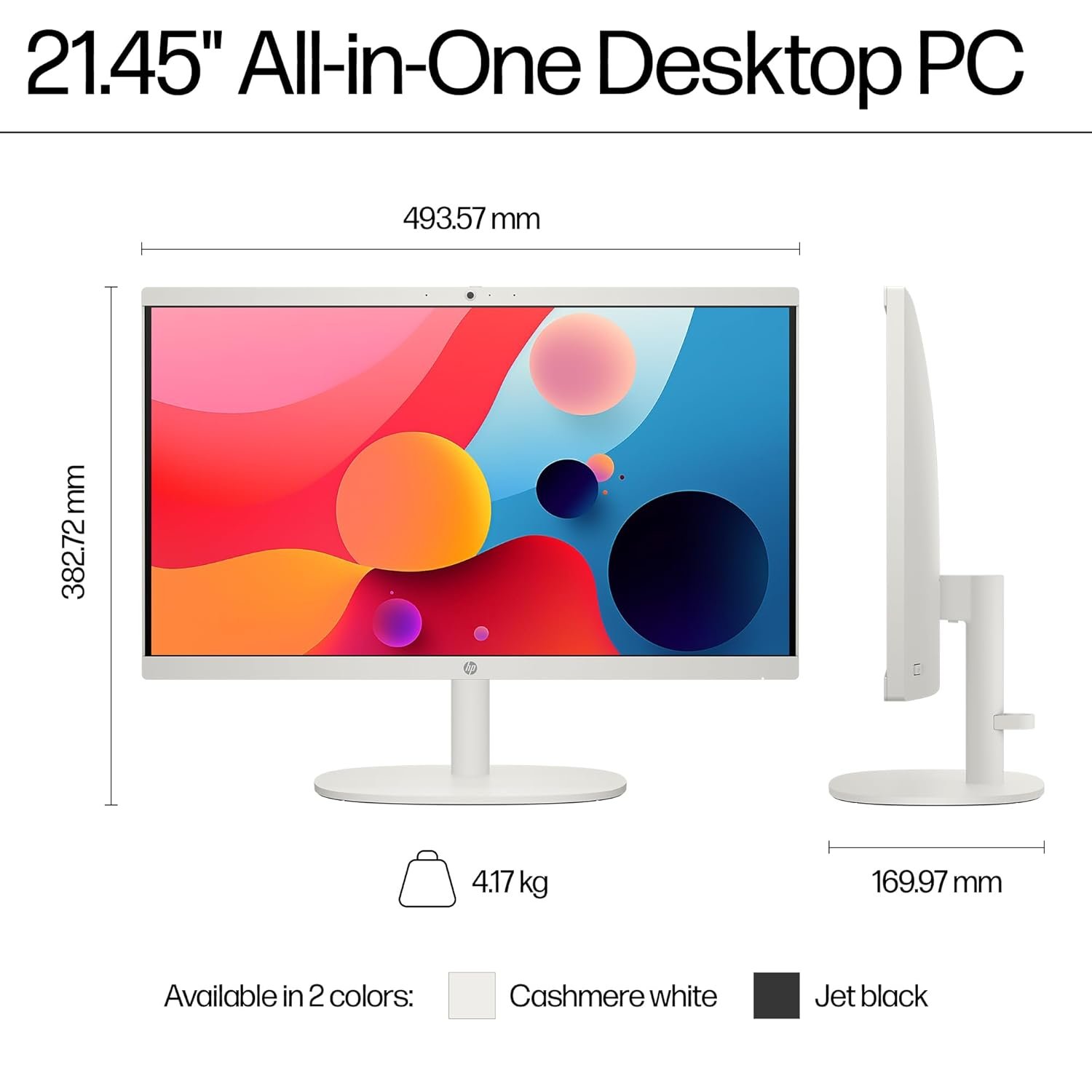 HP All-in-One Desktop Intel® Core™ i3-N300,21.5 inch(54.5cm),FHD,Anti-Glare,8 GB DDR5, 512GB SSD,White Wireless Keyboard and Mouse Combo,White, Windows 11, 4.17kg,22-dg0786in - Image 3