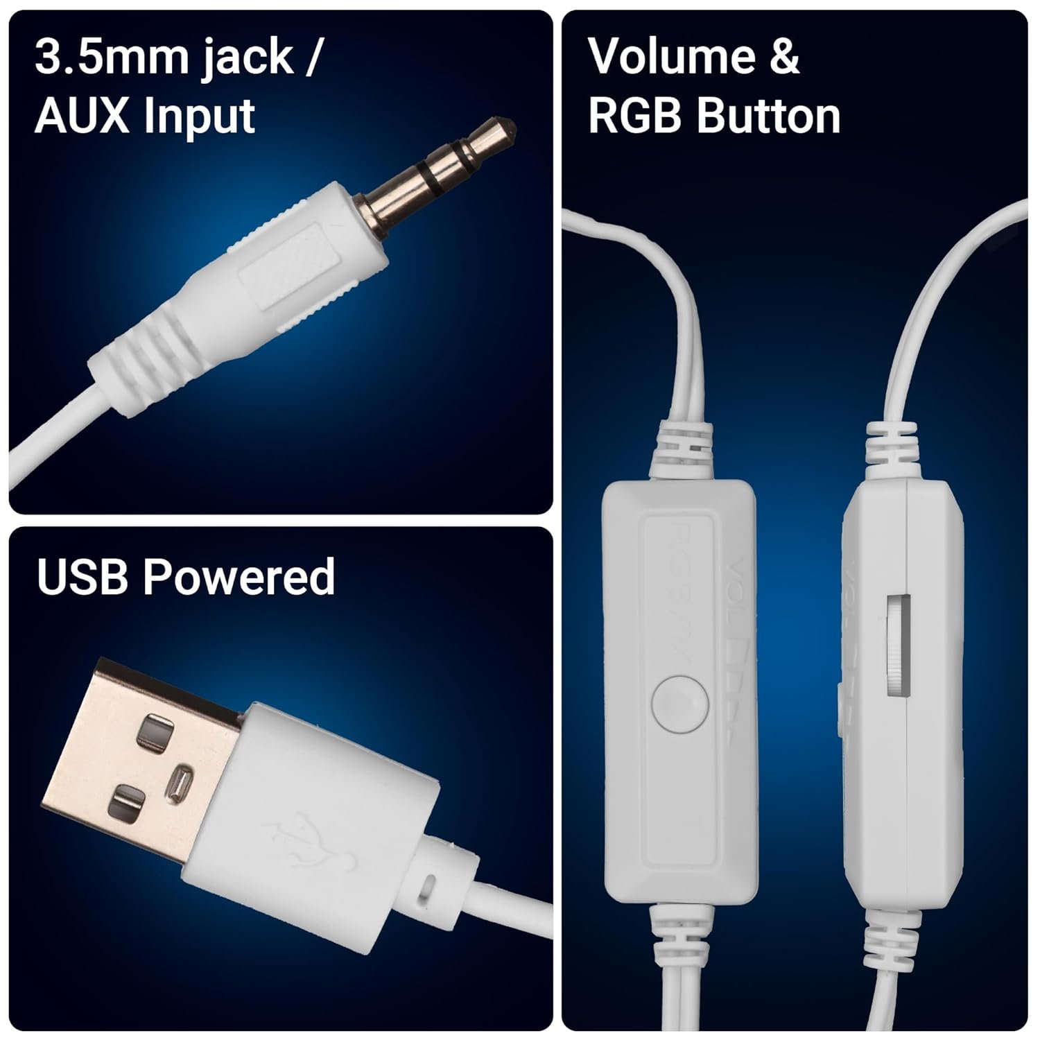 ZEBRONICS Igloo 2, 2.0 USB Computer Speakers, 10 Watts, RGB LED, USB Powered, AUX, Volume Control Pod for PC, Laptops, Desktop (White) - Image 7
