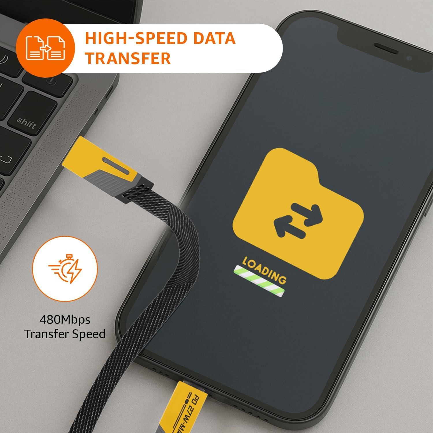 amazon basics Quad Pro 4-in-1 Metal Flat Braided Indestructible Cable (1.5m, 60W) – Ultimate All-in-One Charging Solution - Image 5