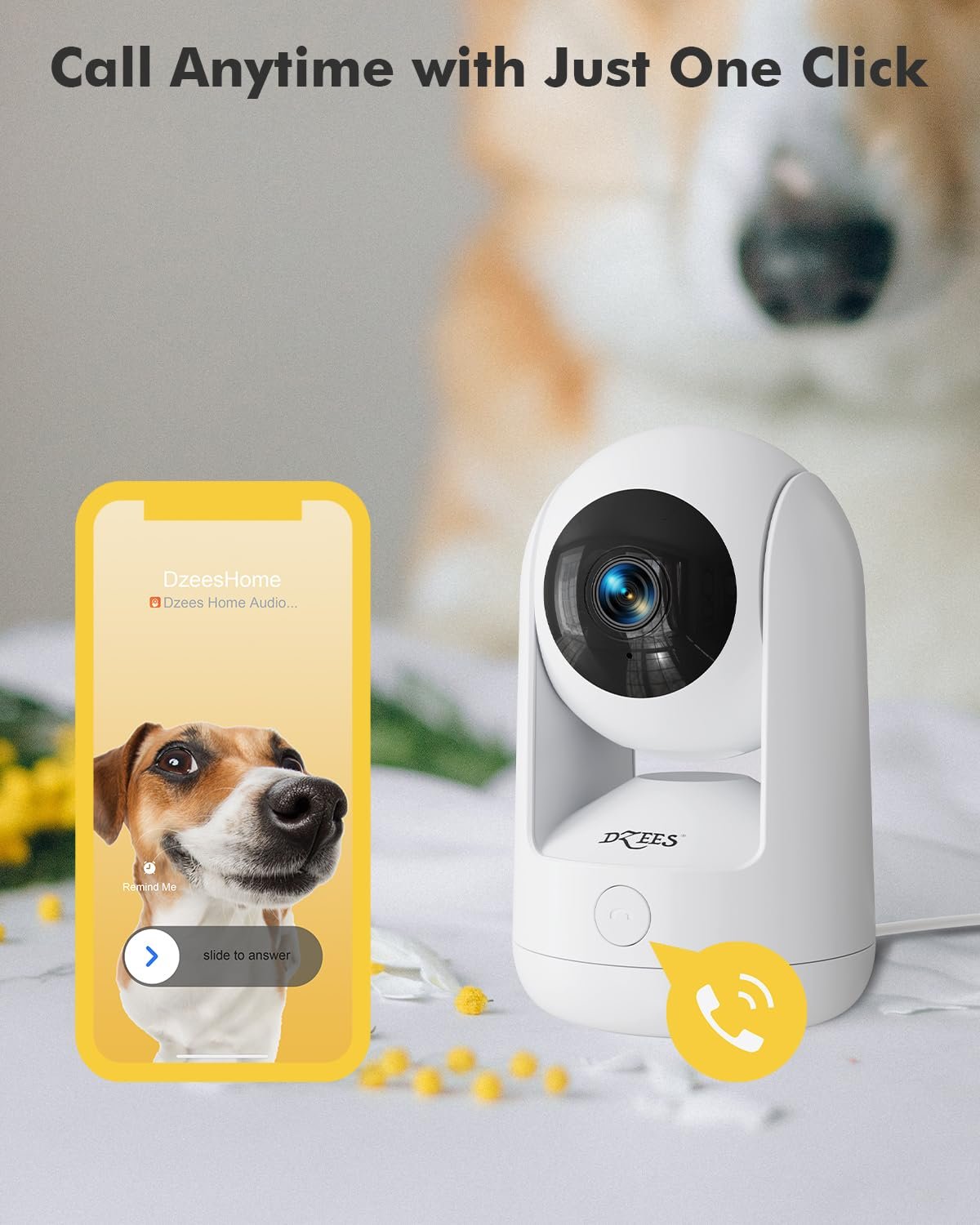 Dzees Indoor Security Camera Pet Camera No Subscription, 2K 360° WiFi Cameras, Wired Dog Pet Cameras with Phone App, MagicPix Night Vision, Calls, 2-Way Audio, 24/7, Motion Tracking, Privacy, 2.4Ghz - Image 4