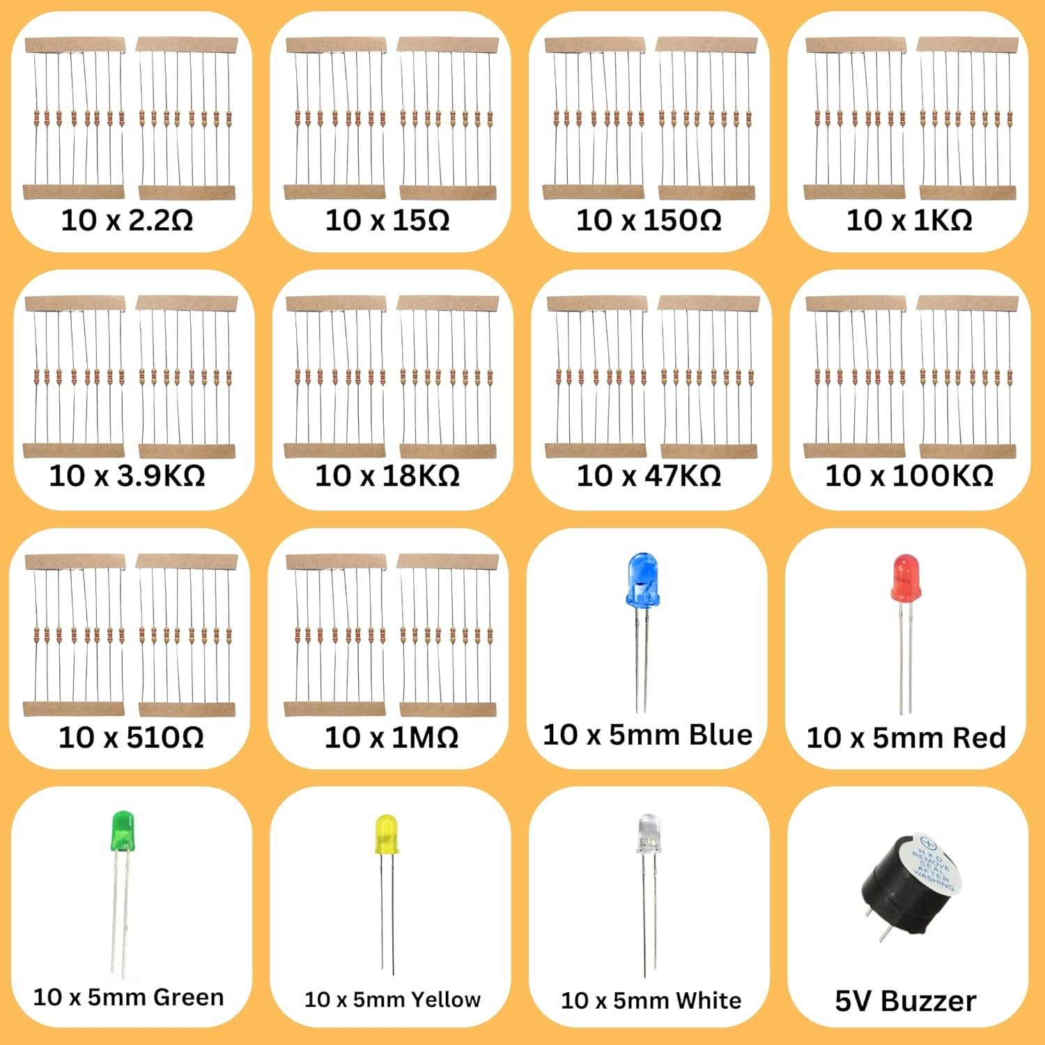 Lalitha electronic components kit - Breadboard kit with 350+ components electronics kit includes breadboard, resistor kit, capacitors kit, transistors kit for prototyping projects, DIY Hobby projects - Image 3