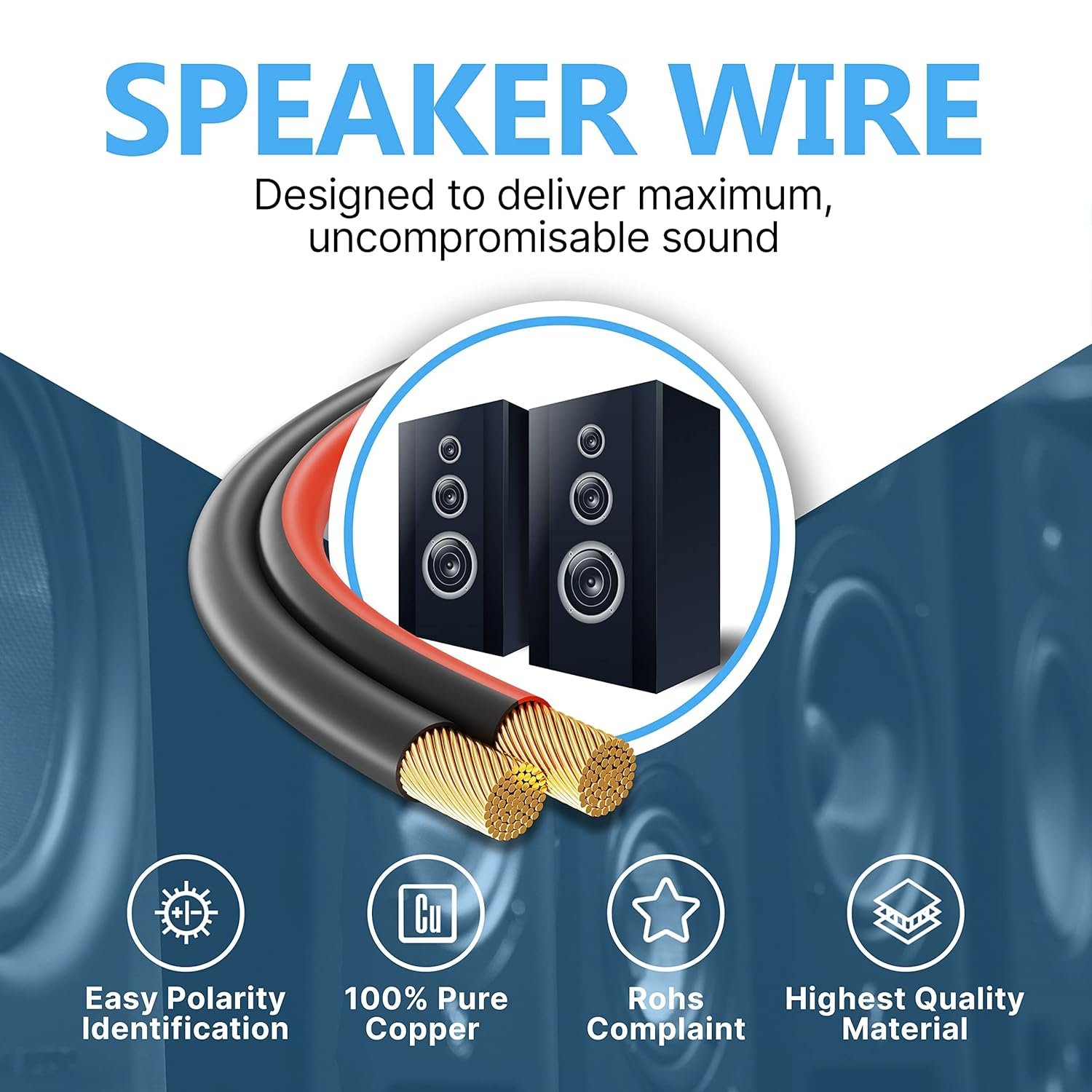 FEDUS 14 Gauge/AWG Speaker Wire 1.5M 4.9Ft Oxygen-Free Copper 2 Conductors Audio Speaker Cable for Car Speakers Stereos, Subwoofer, Home Theater Speakers, HiFi Surround Sound system, Radio - Image 7