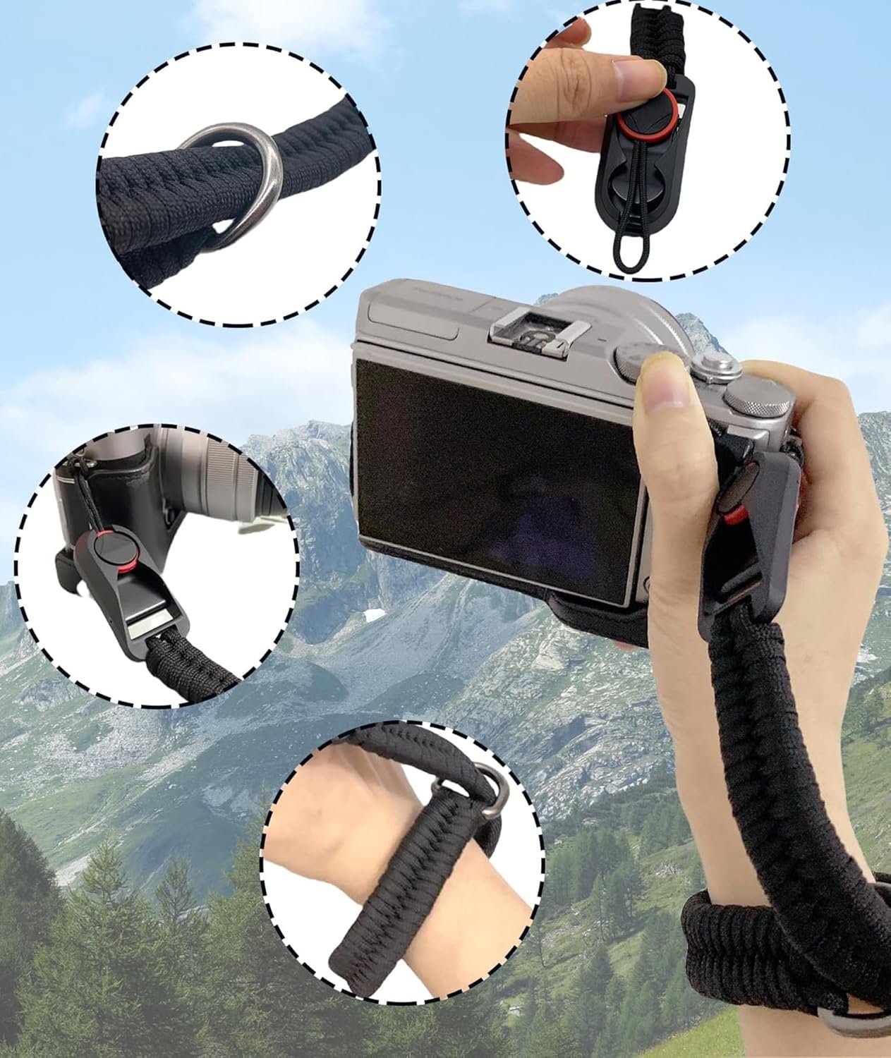 NUDFSY Wrist and Hand Strap Rope for Instant, SLR, and Small Mirrorless Cameras - Black - Image 4