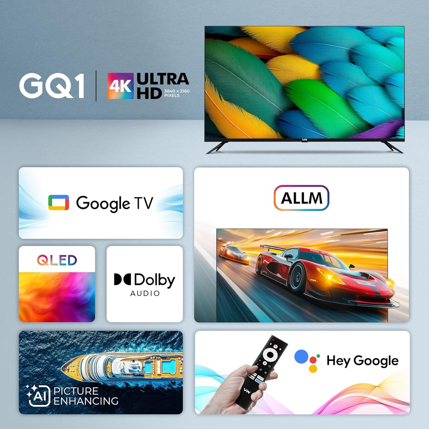 VW 127 cm (50 inches) Pro Series 4K Ultra HD Smart QLED Google TV VW50GQ1 - Image 3