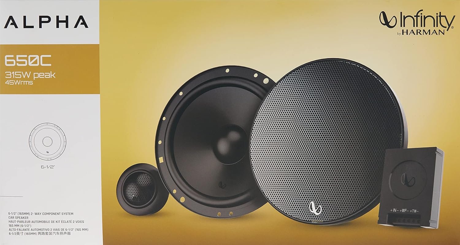Infinity Car Component Speaker with Grille | Alpha 650C | Peak Power - 315W | RMS Power - 45W | Wired 6.5 Inch 2-Way Component Car Speaker (Black) - Image 9