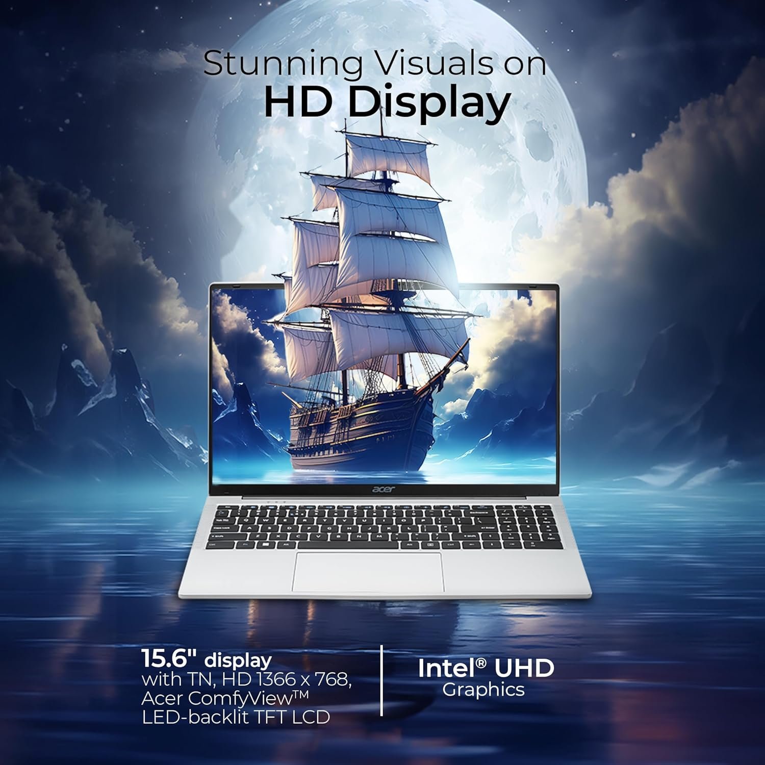 Acer [SmartChoice Aspire 3 Laptop Intel Core Celeron N4500 Processor Laptop (8 GB LPDDR4X SDRAM/256 GB SSD/Win11 Home/38 WHR/HD Webcam) A325-45 with 39.63 cm (15.6") HD Display, Pure Silver, 1.5 KG - Image 4