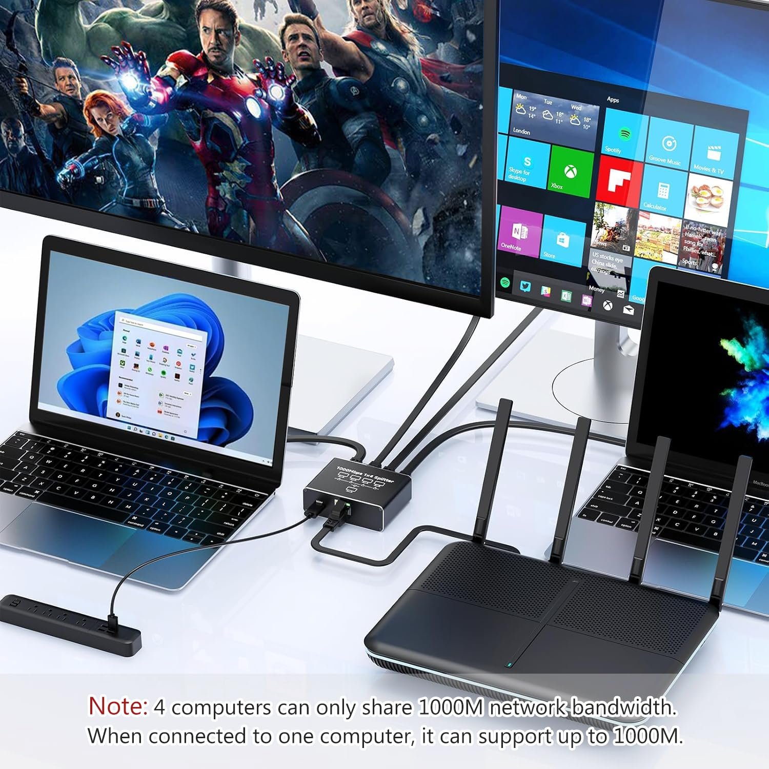 Ethernet Splitter 1 to 4, 1000Mbps High-Speed Internet Splitter, Gigabit RJ45 Port Router Switch, LAN-Splitter, Supporting Simultaneous Networking of 4 Devices, Applicable to Cat5/5e/6/7/8 Cable - Image 5