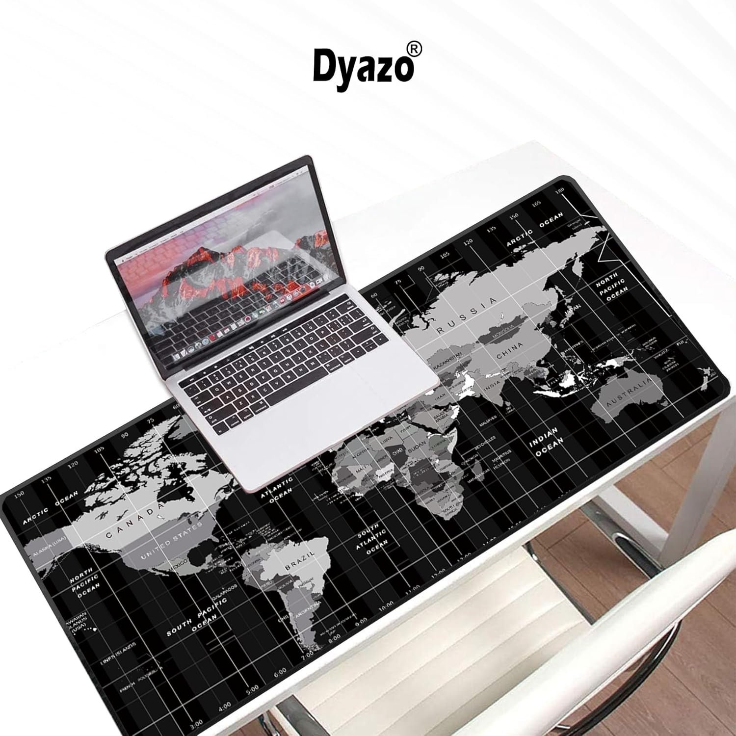 Dyazo Large World Map Anti-Slip Extended Desk Mat| Mouse Pad | Water Resistant Mat for Laptop| Computer Size 800 x 300 x 3 mm (Black No Logo) - Image 5